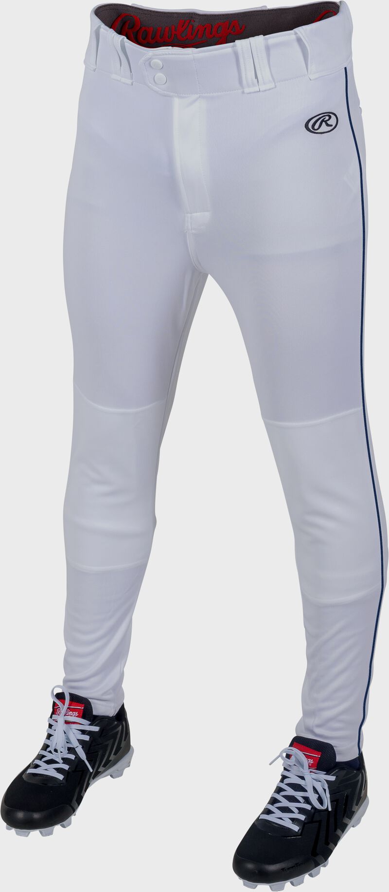 Rawlings Adult Launch Piped Pro Taper Fit Pant  - Large - White/Navy