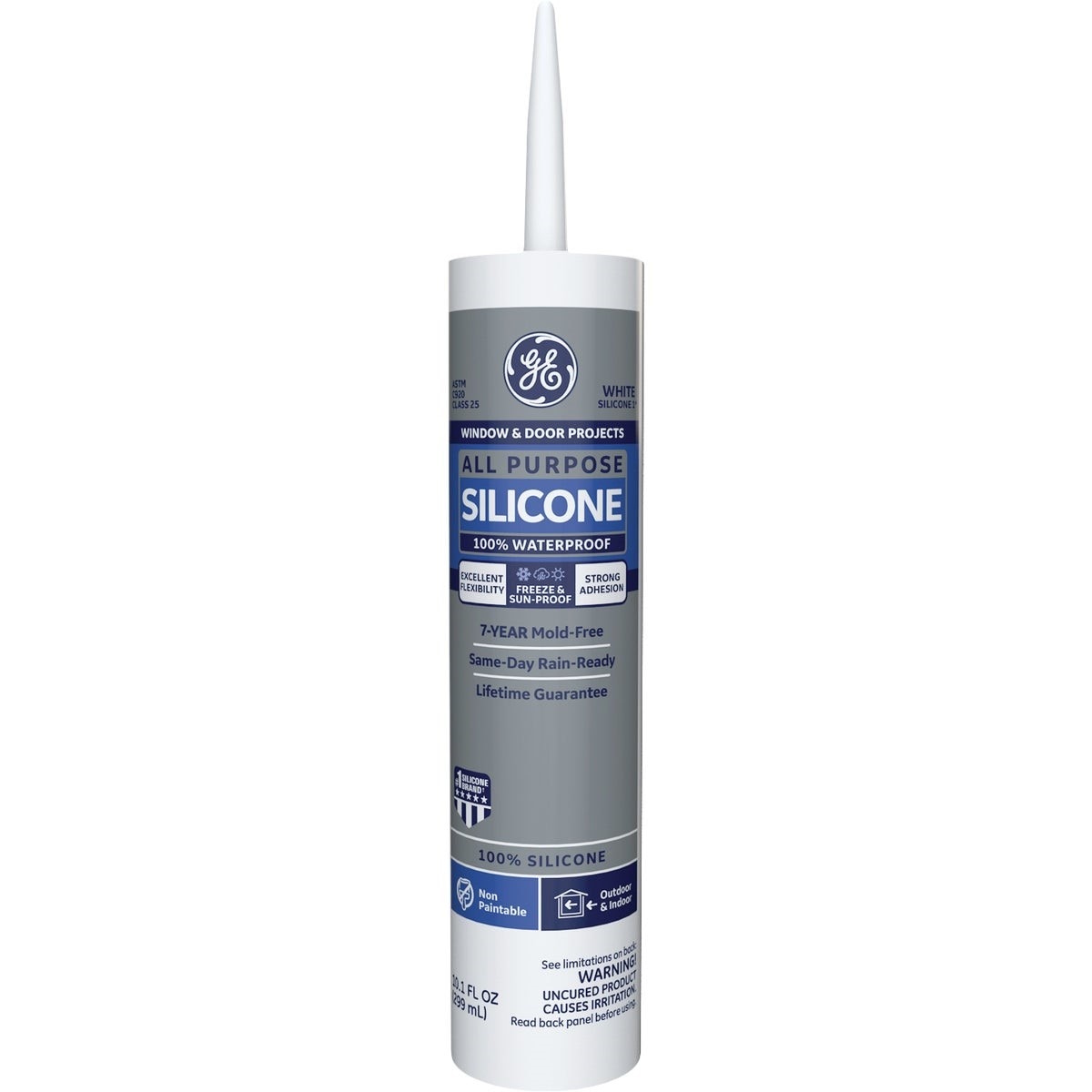 GE All Purpose Silicone 1 Sealant, White, 10.1 Oz.