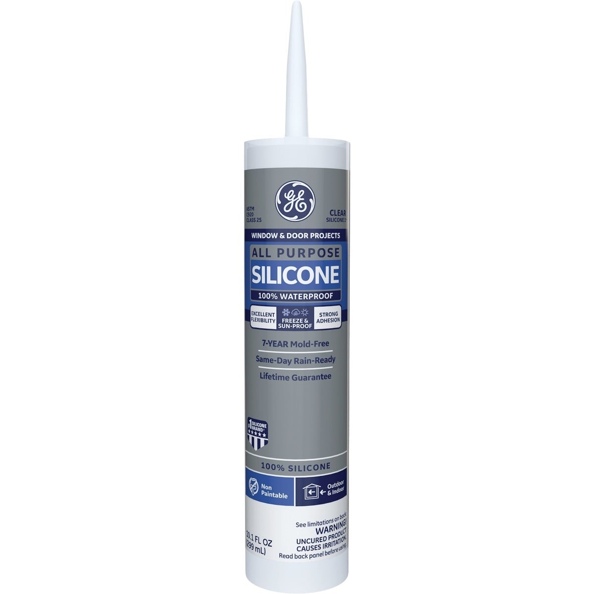 GE All Purpose Silicone 1 Sealant, Clear, 10.1 Oz.