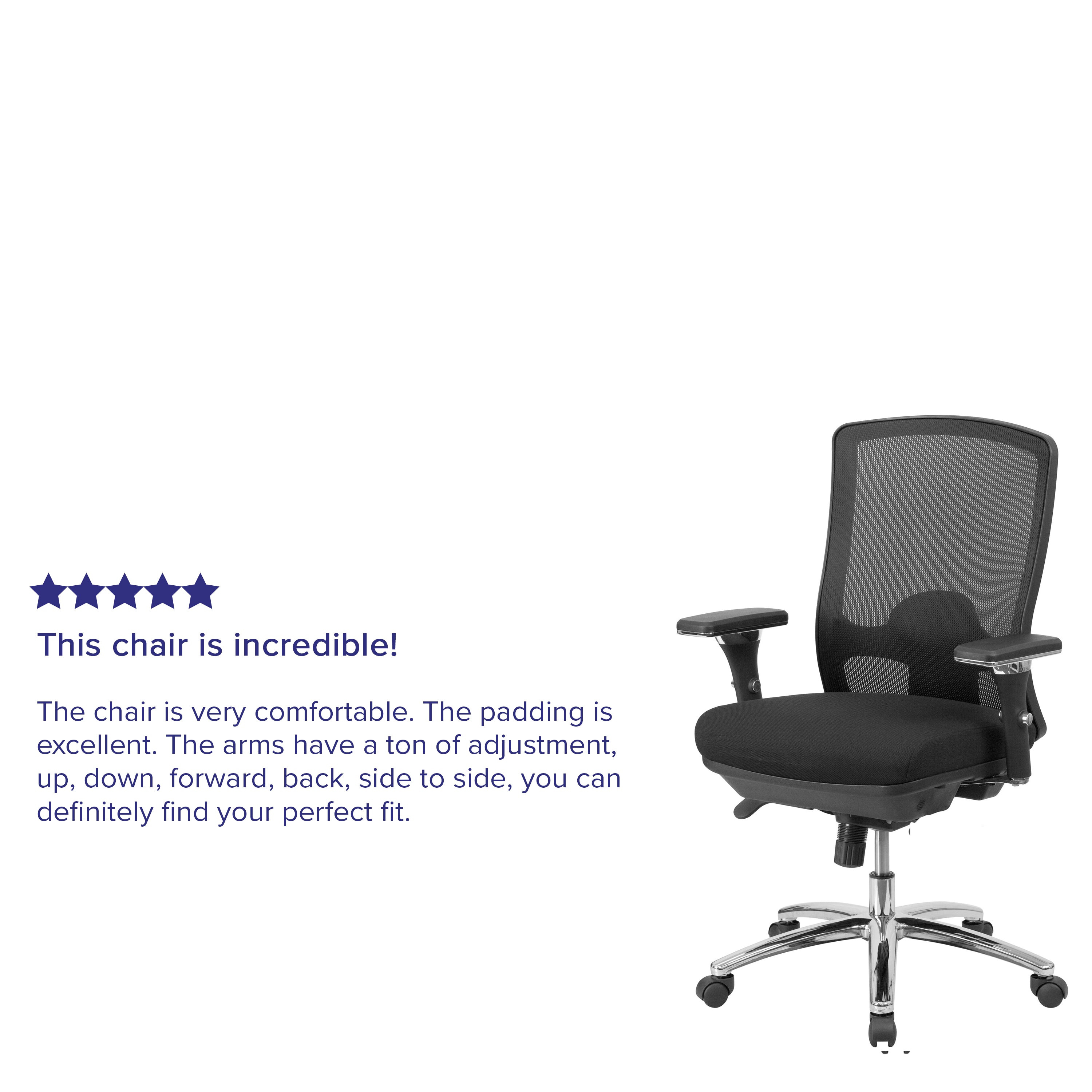 HERCULES Series 24/7 Intensive Use Big & Tall 350 lb. Rated Black Mesh Multifunction Swivel Ergonomic Office Chair