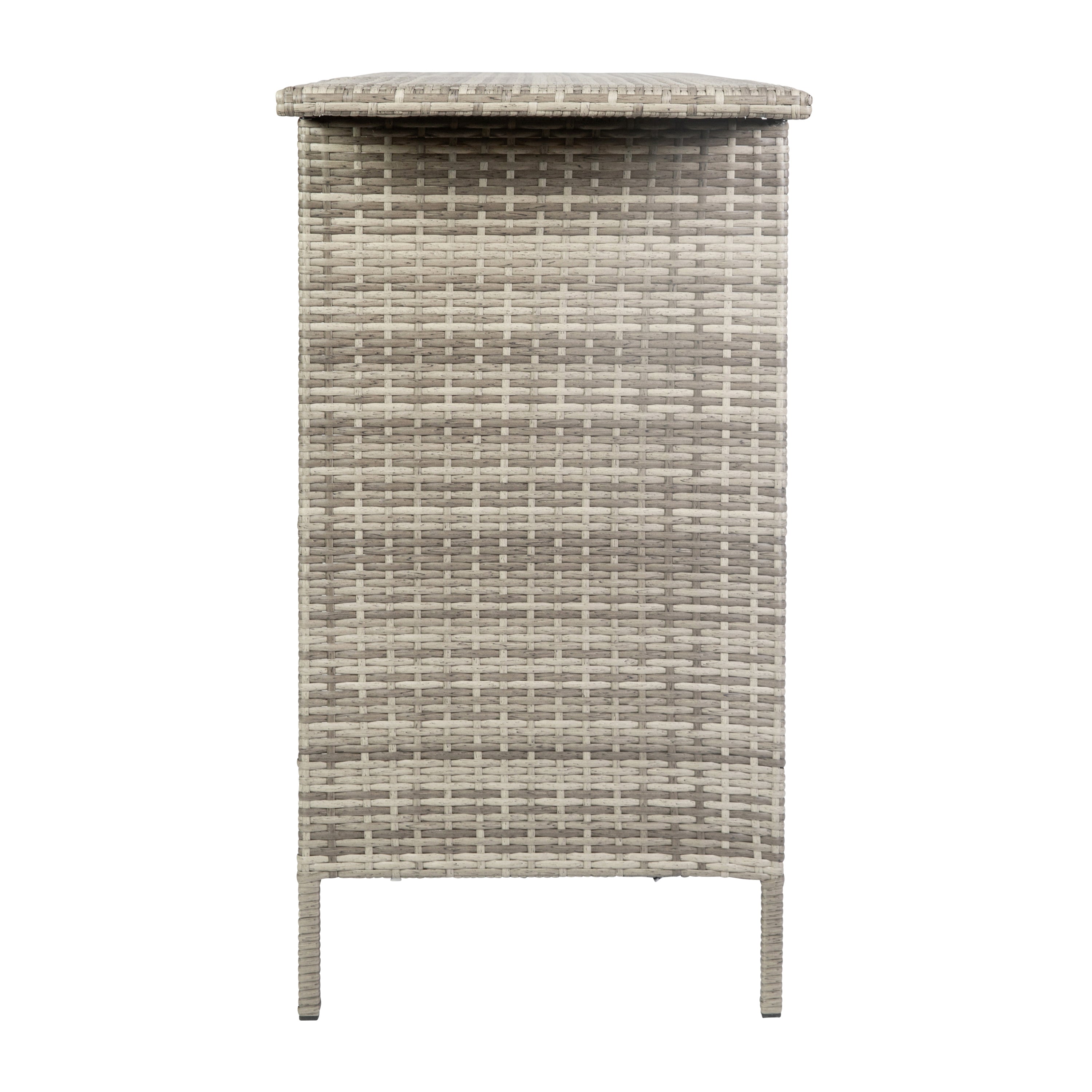 Marco Indoor/Outdoor Patio Wicker Rattan Bar Counter Table with 2 Shelves, Gray