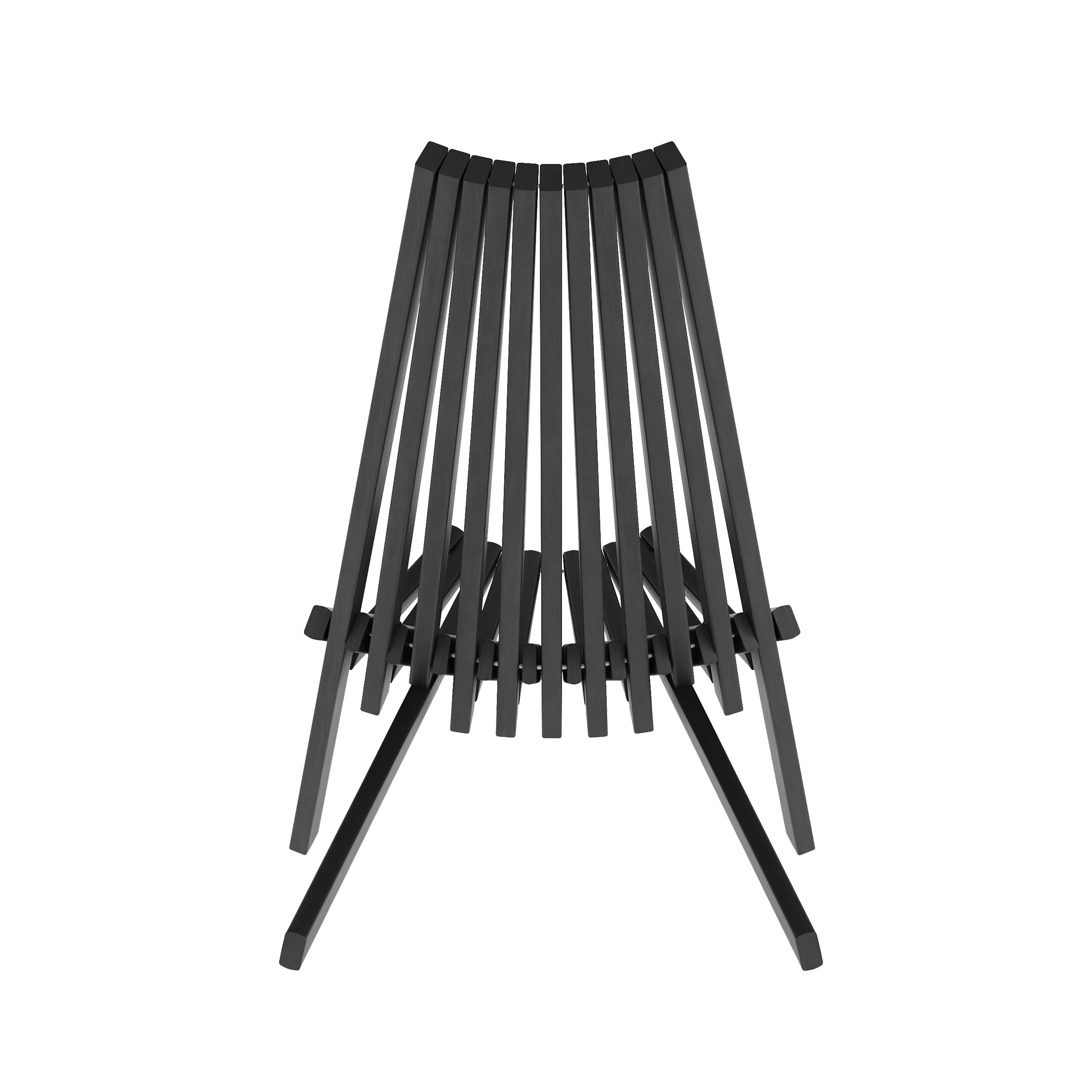 Delia Commercial Grade Indoor/Outdoor Folding Acacia Wood Chair, Low Profile Lounge for Patio, Porch, Garden, Black