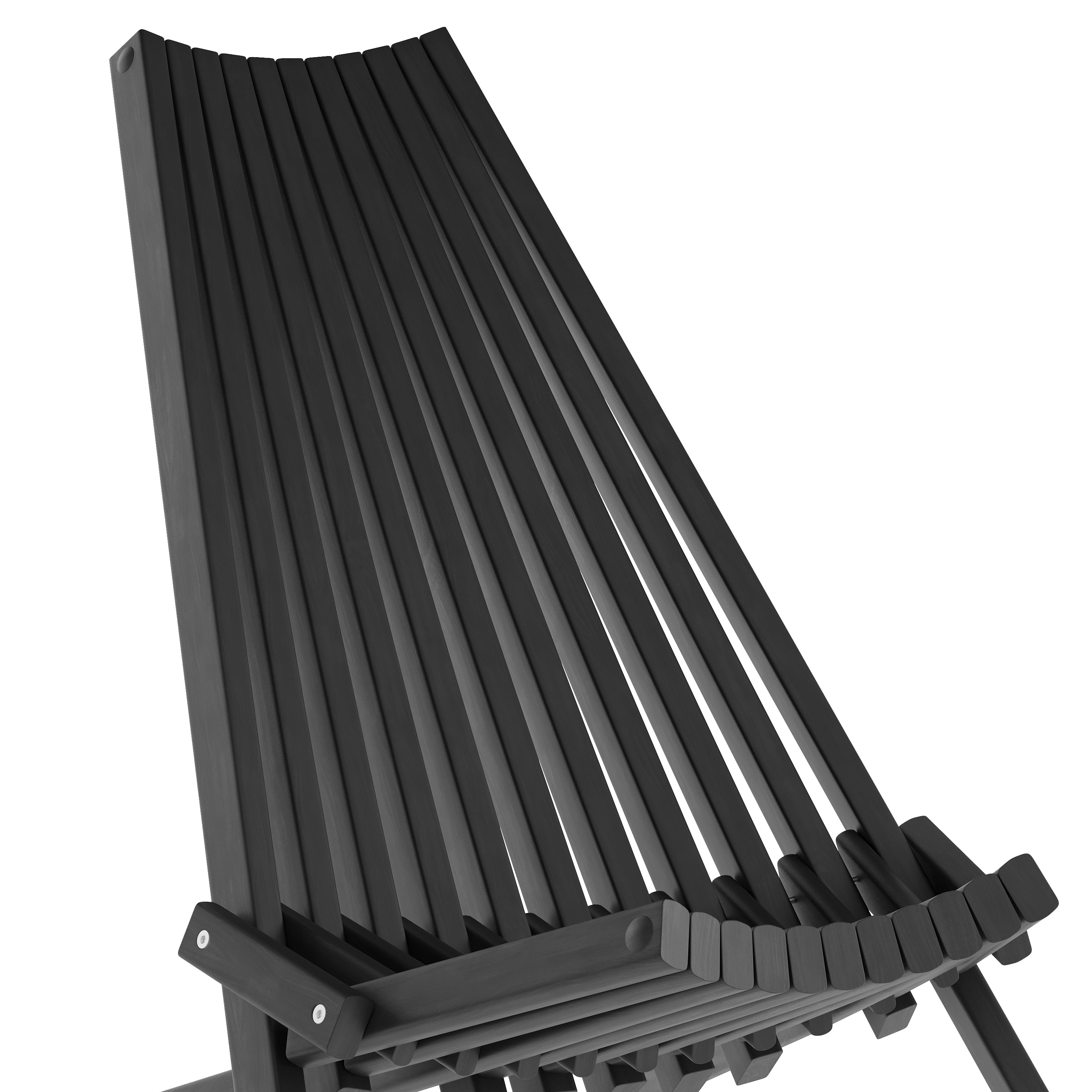 Delia Commercial Grade Indoor/Outdoor Folding Acacia Wood Chair, Low Profile Lounge for Patio, Porch, Garden, Black
