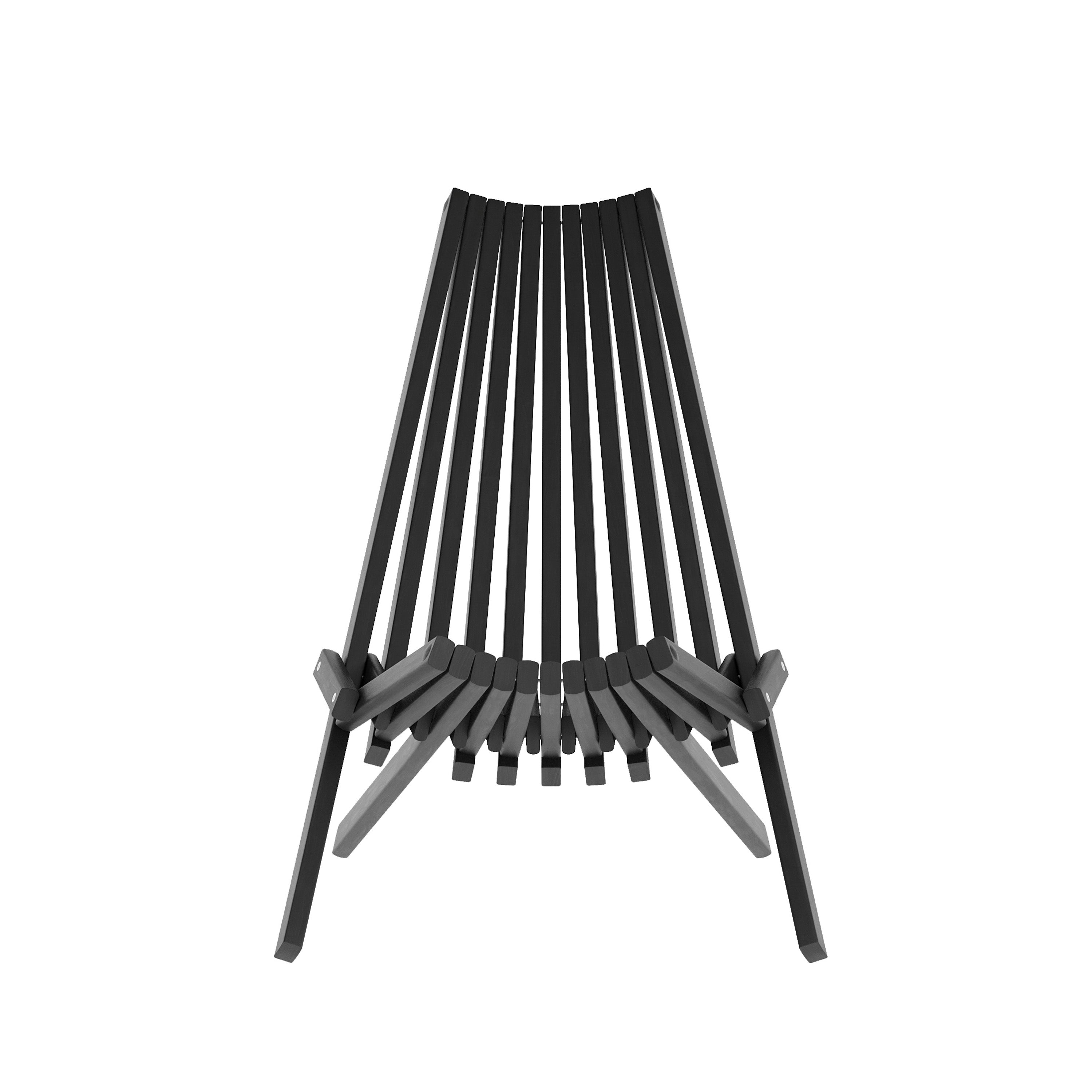 Delia Commercial Grade Indoor/Outdoor Folding Acacia Wood Chair, Low Profile Lounge for Patio, Porch, Garden, Black