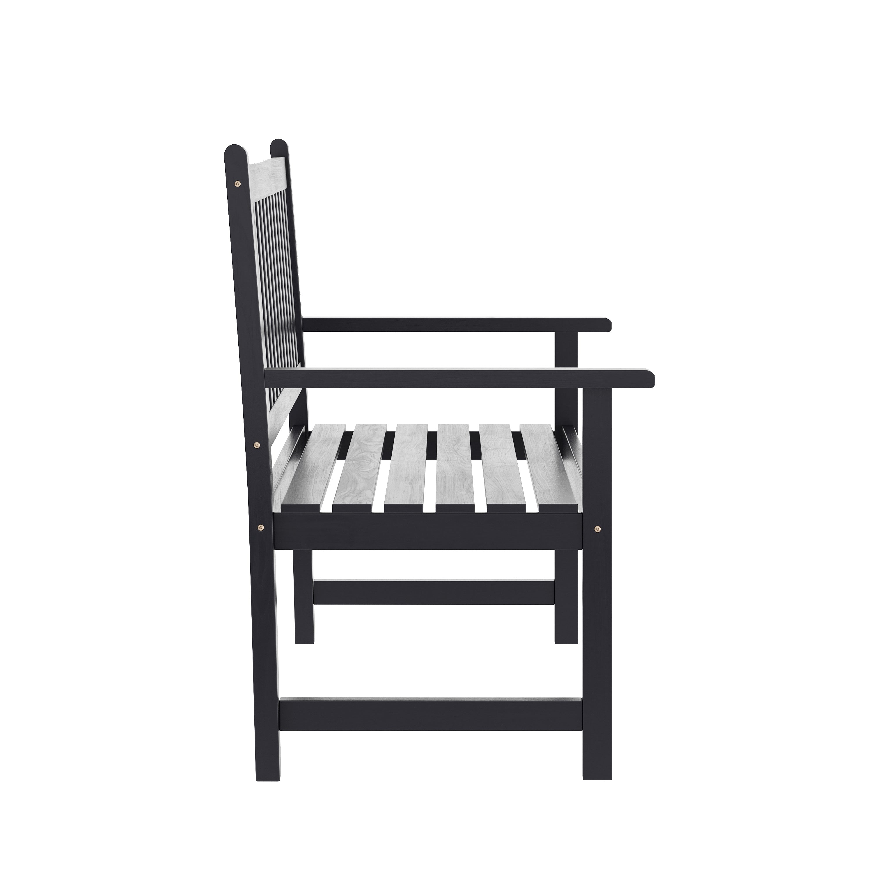 Adele Commercial Grade Indoor/Outdoor Patio Acacia Wood Bench, 2-Person Slatted Seat Loveseat for Park, Garden, Yard, Porch, Black