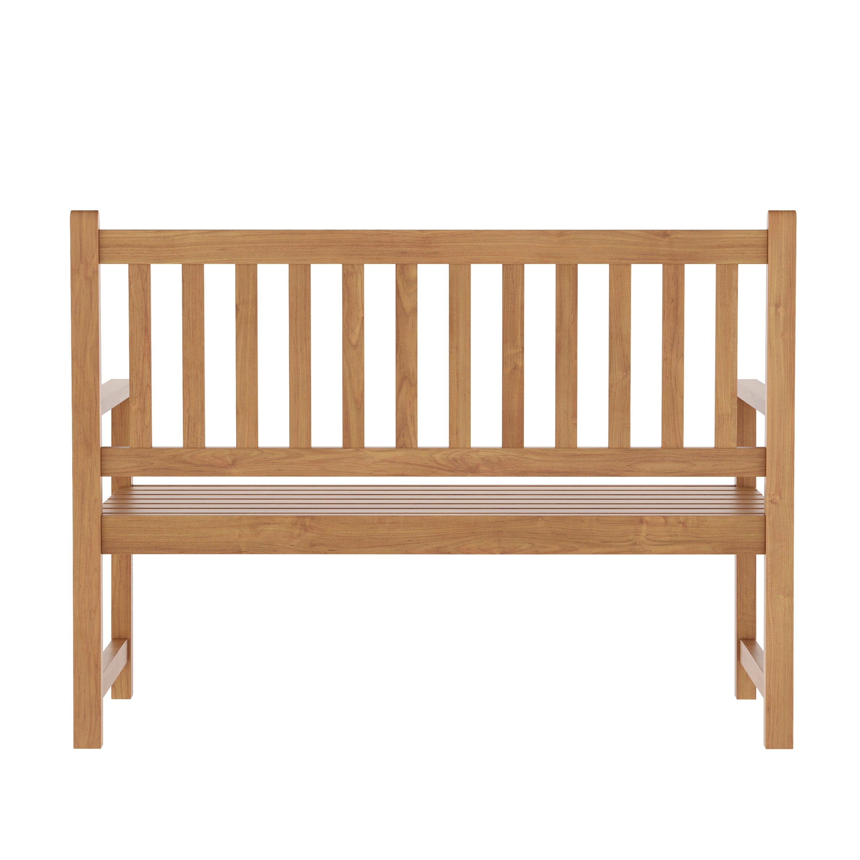 Adele Commercial Grade Indoor/Outdoor Patio Acacia Wood Bench, 2-Person Slatted Seat Loveseat for Park, Garden, Yard, Porch, Brown