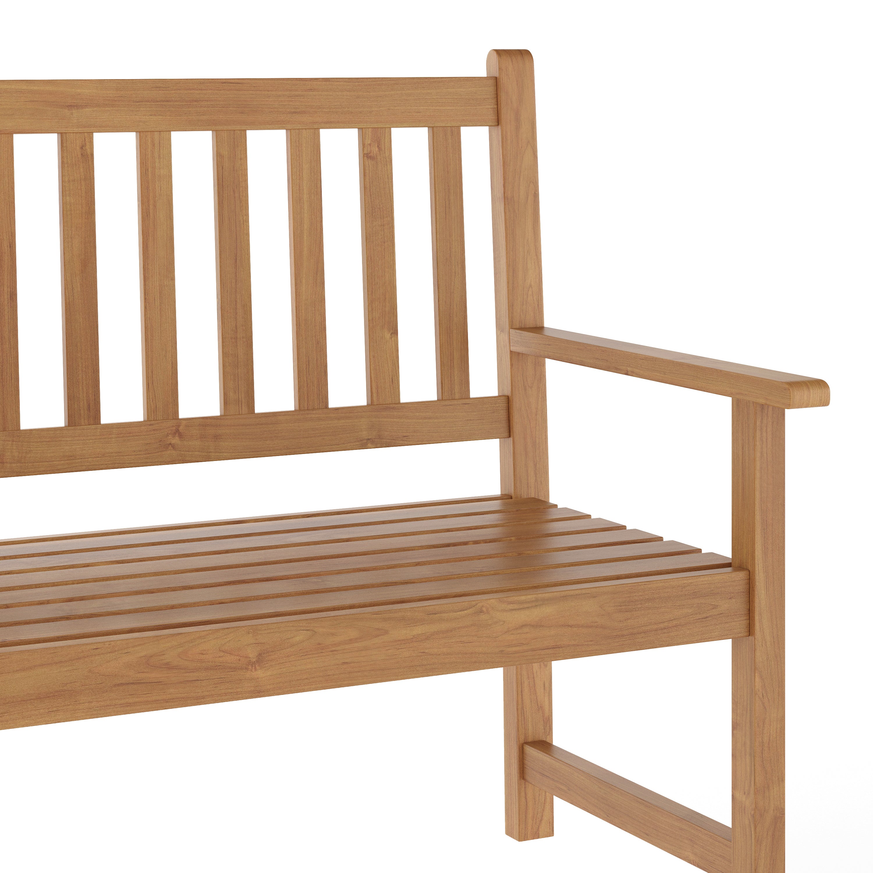 Adele Commercial Grade Indoor/Outdoor Patio Acacia Wood Bench, 2-Person Slatted Seat Loveseat for Park, Garden, Yard, Porch, Brown