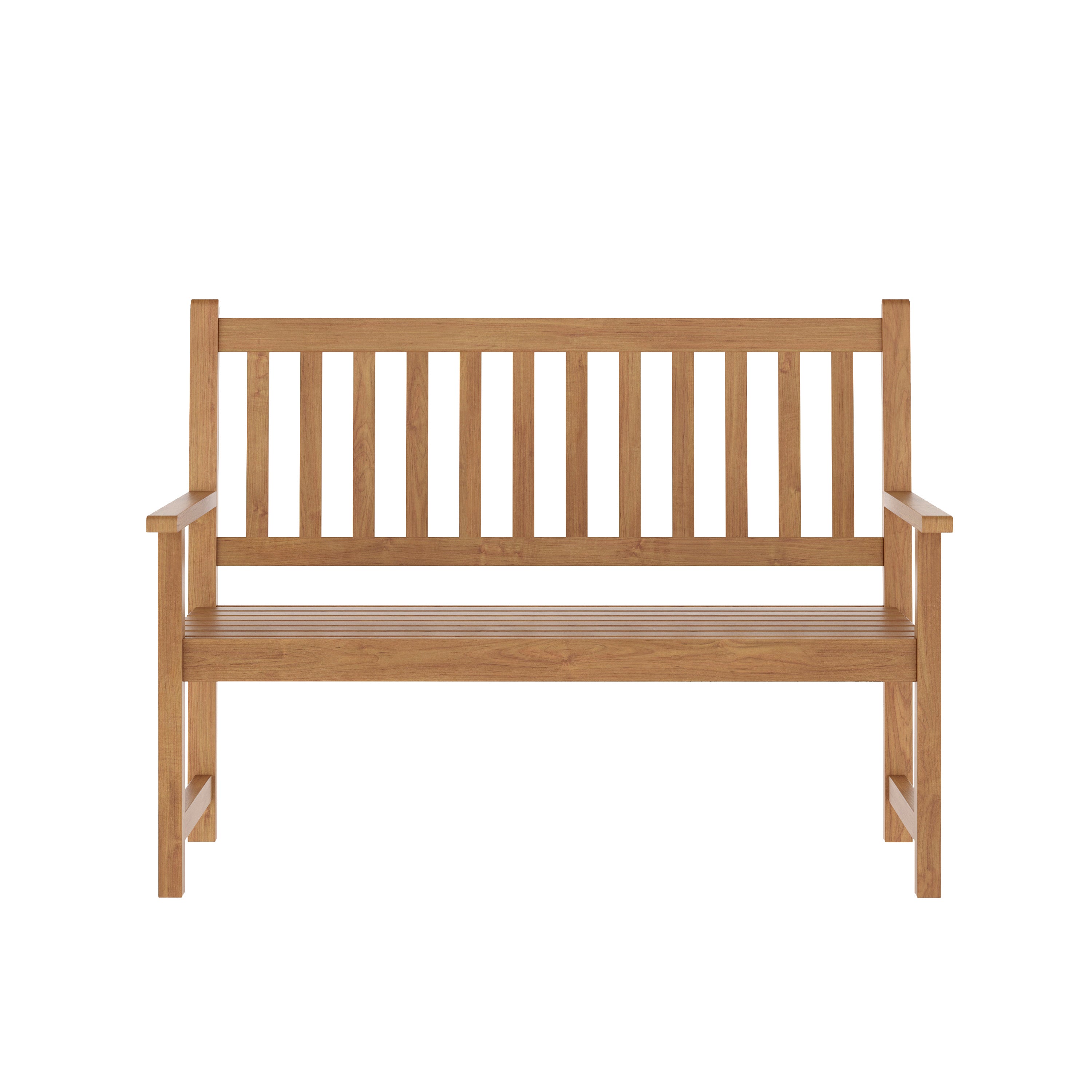 Adele Commercial Grade Indoor/Outdoor Patio Acacia Wood Bench, 2-Person Slatted Seat Loveseat for Park, Garden, Yard, Porch, Brown