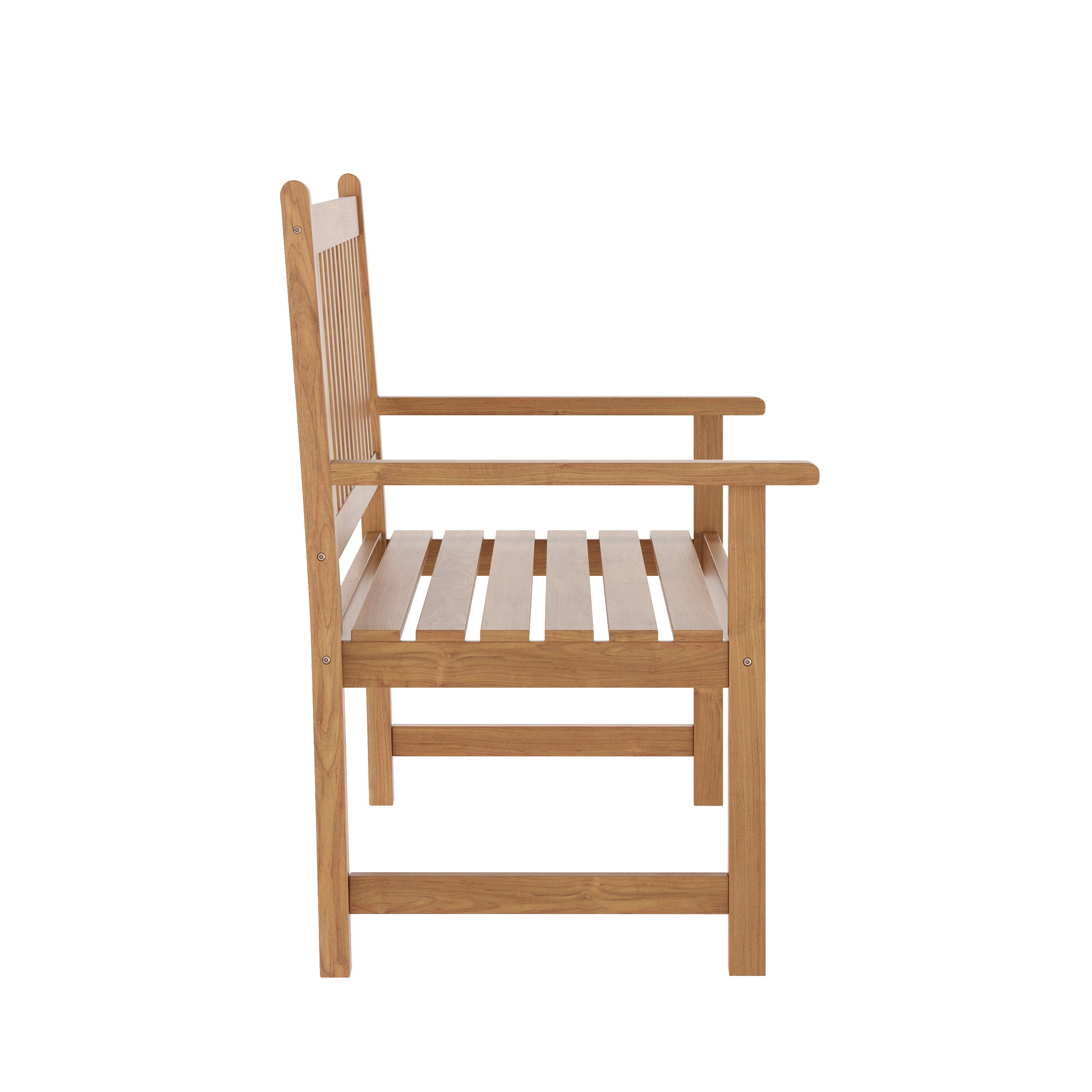 Adele Commercial Grade Indoor/Outdoor Patio Acacia Wood Bench, 2-Person Slatted Seat Loveseat for Park, Garden, Yard, Porch, Brown