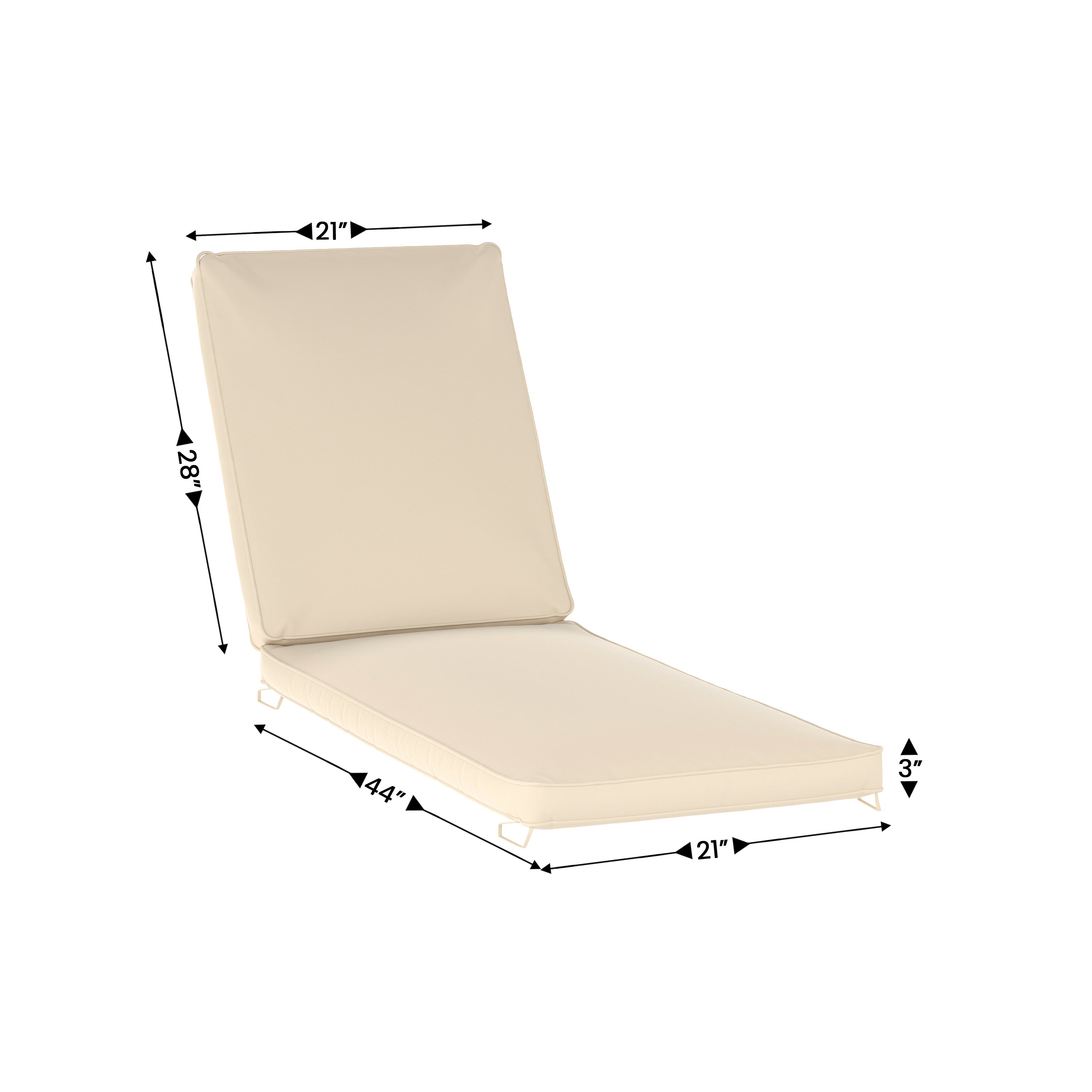 Lyra Commercial Grade Water-Resistant, 72 x 21 x 3 Inch Outdoor Chaise Lounge Patio Cushion, Beige