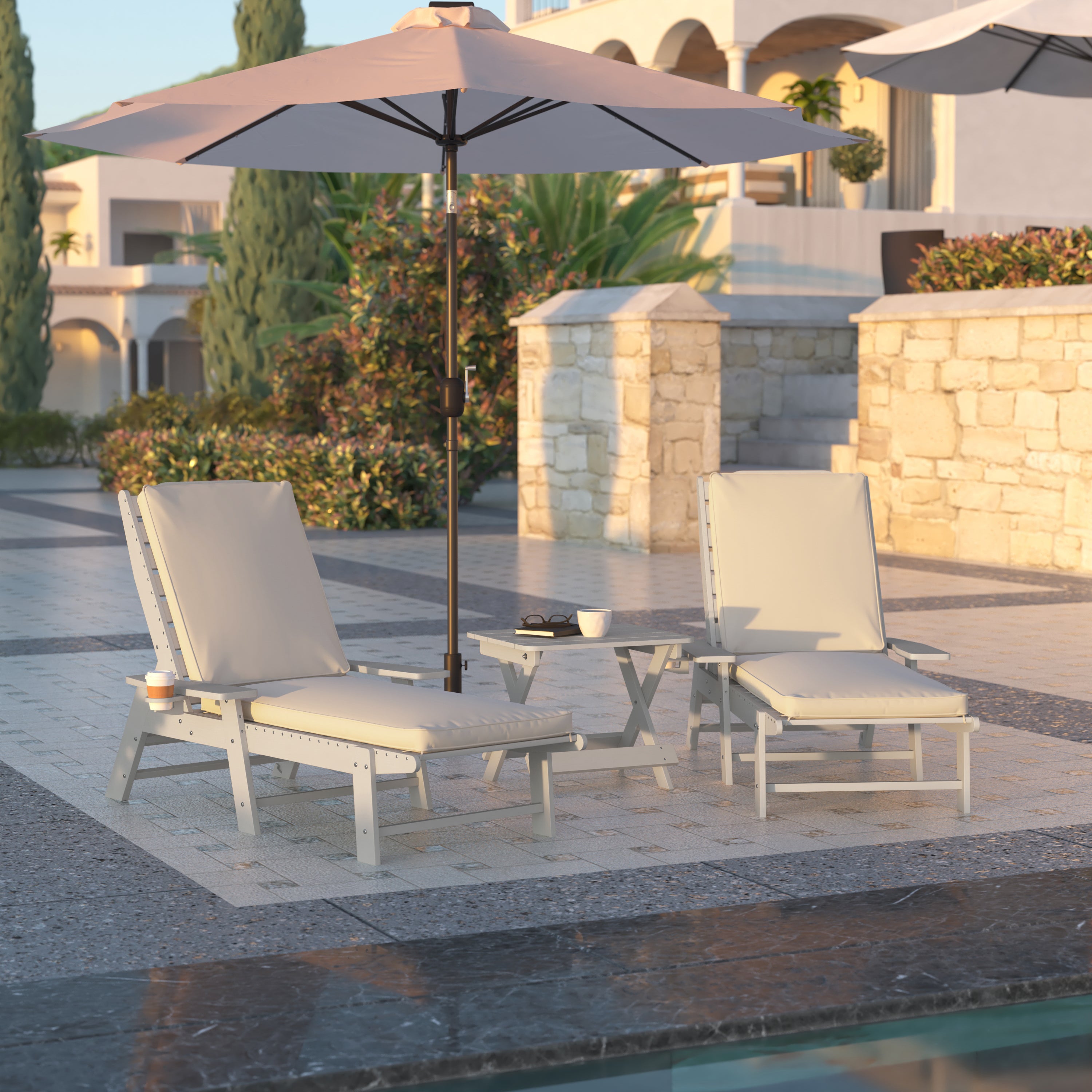 Lyra Commercial Grade Water-Resistant, 72 x 21 x 3 Inch Outdoor Chaise Lounge Patio Cushion, Beige