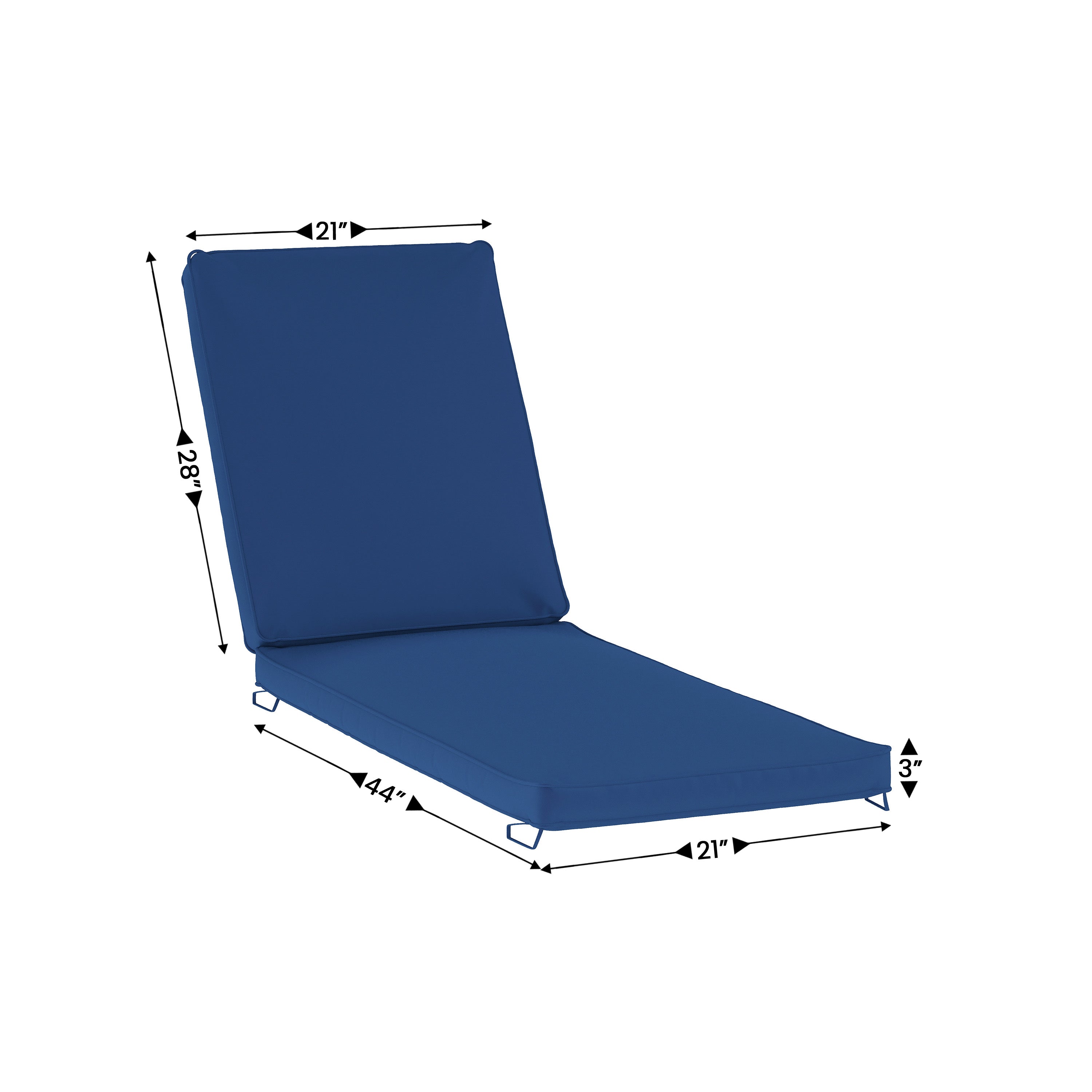 Lyra Commercial Grade Water-Resistant, 72 x 21 x 3 Inch Outdoor Chaise Lounge Patio Cushion, Navy
