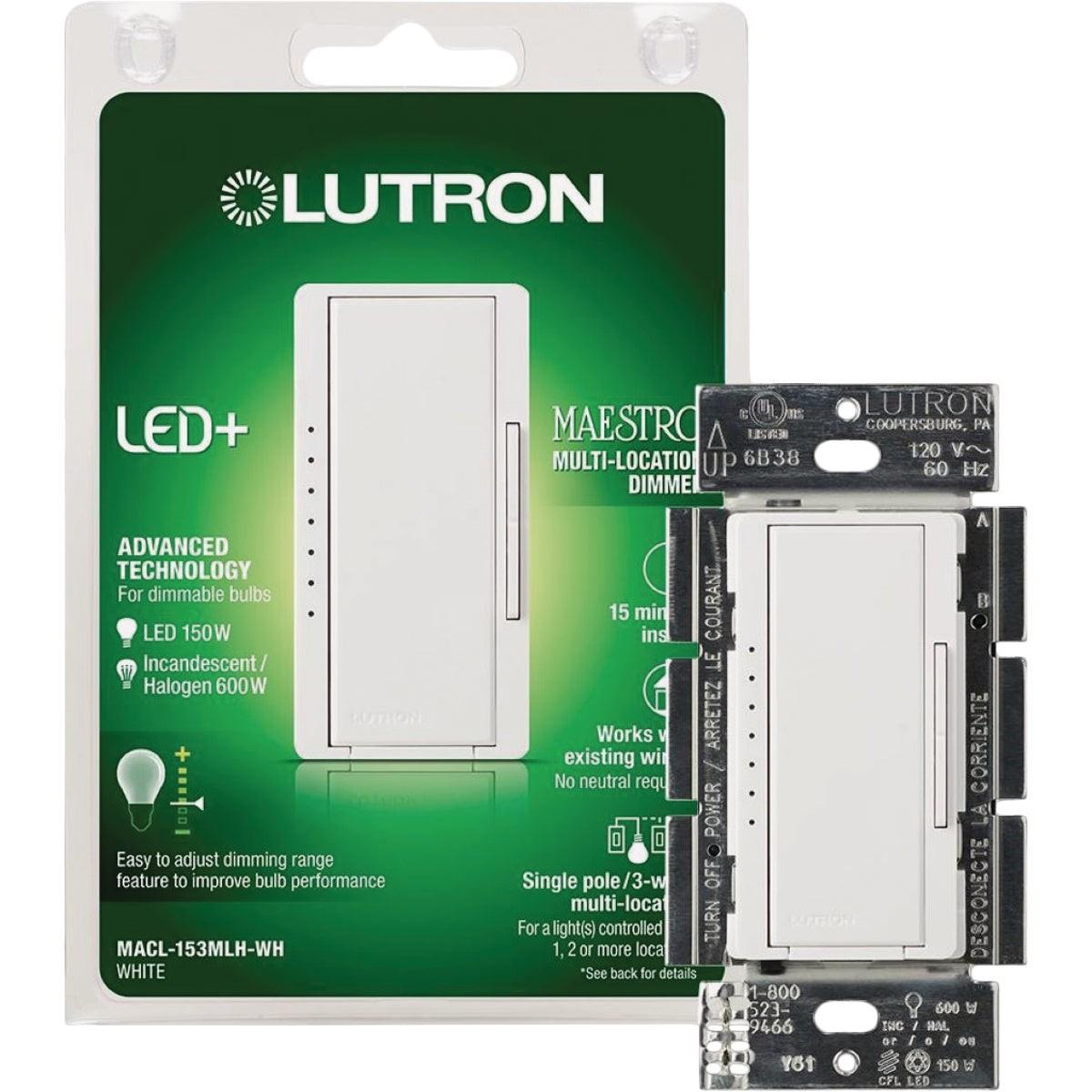 Lutron Maestro Halogen/Incandescent/LED/CFL White Digital Slide Dimmer Switch