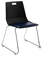 NPS® LūvraFlex Chair, Poly Back/Padded Seat, Surface Color: Black/Blue, Frame Color: Chrome