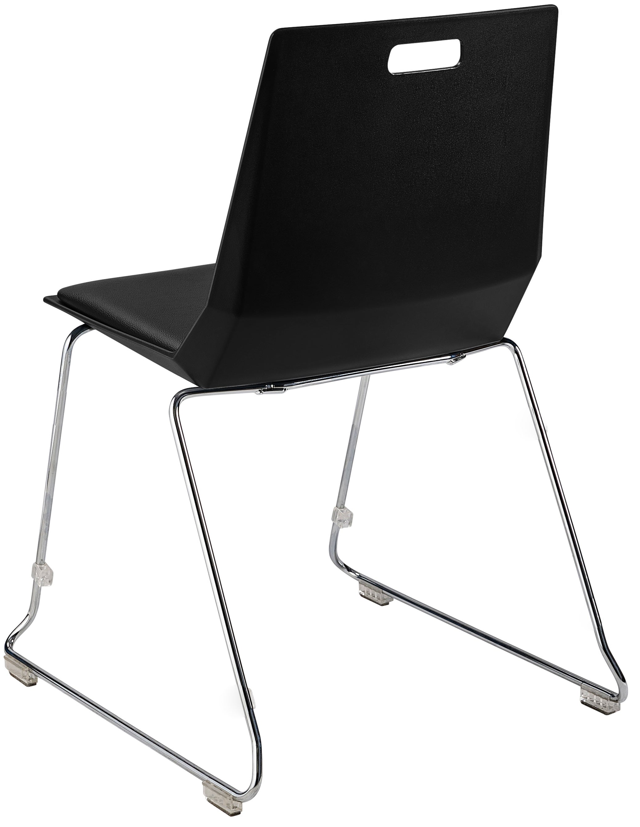 NPS® LūvraFlex Chair, Poly Back/Padded Seat, Surface Color: Black/Black, Frame Color: Chrome