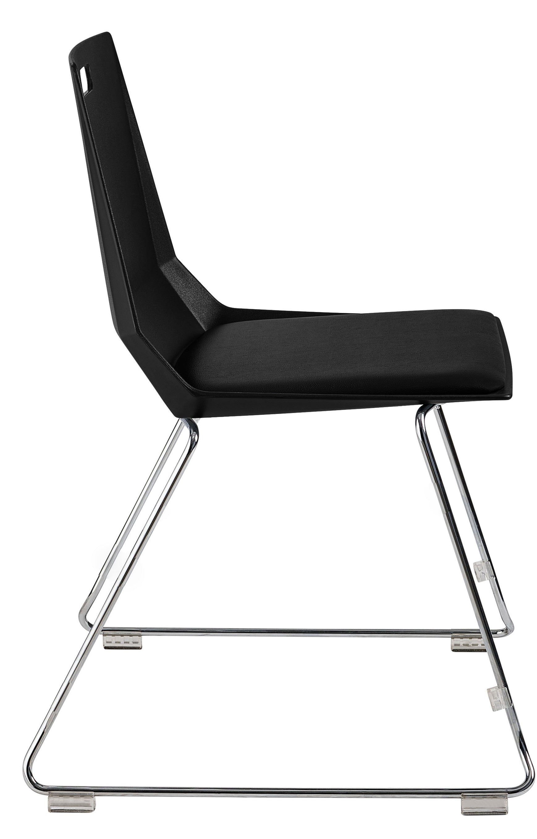 NPS® LūvraFlex Chair, Poly Back/Padded Seat, Surface Color: Black/Black, Frame Color: Chrome