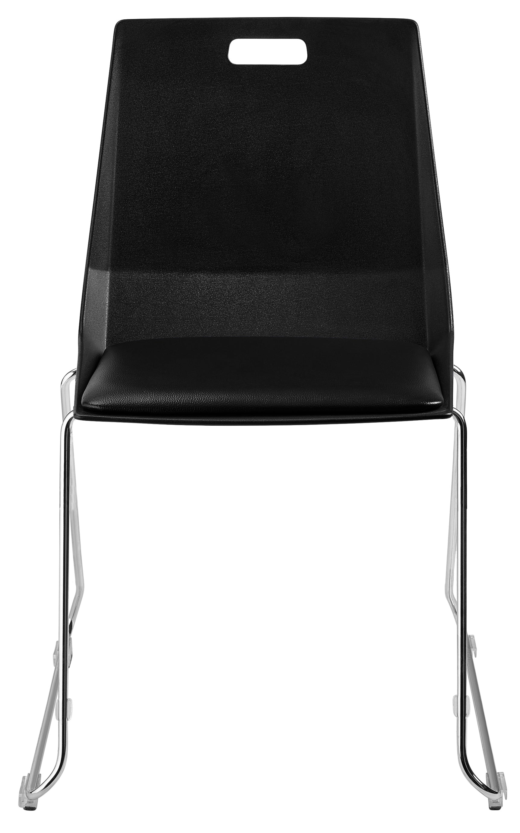 NPS® LūvraFlex Chair, Poly Back/Padded Seat, Surface Color: Black/Black, Frame Color: Chrome