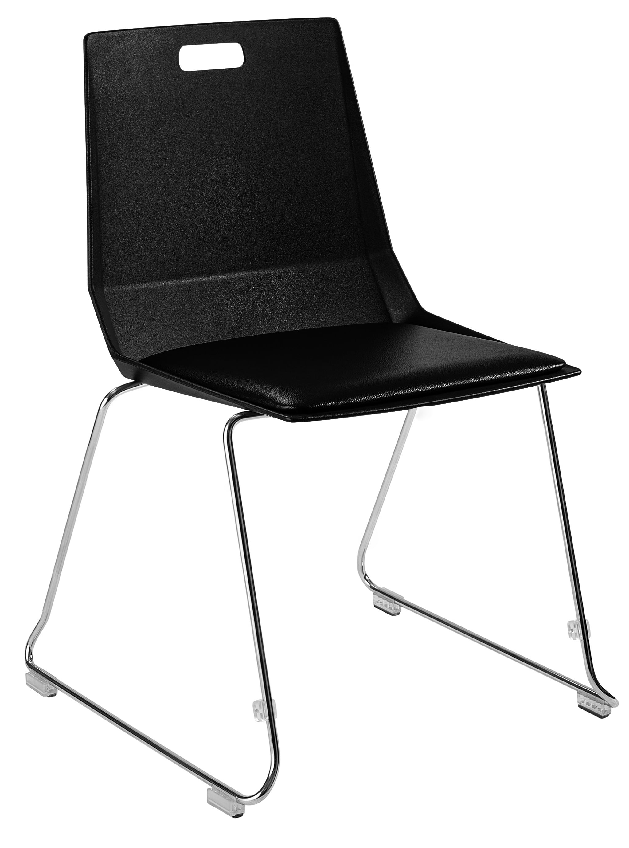 NPS® LūvraFlex Chair, Poly Back/Padded Seat, Surface Color: Black/Black, Frame Color: Chrome