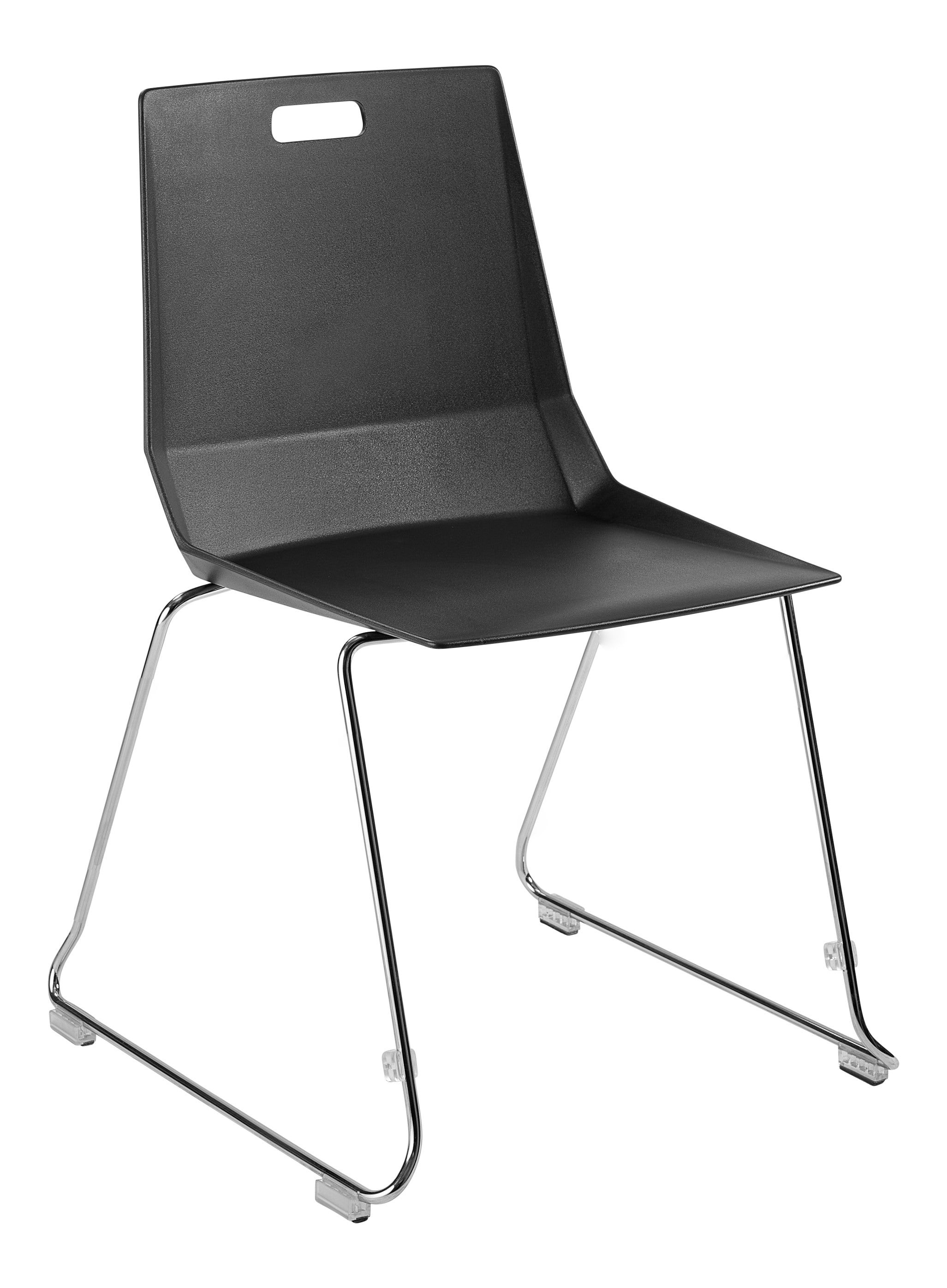 NPS® LūvraFlex Chair, Poly Back/Seat, Surface Color: Black, Frame Color: Chrome