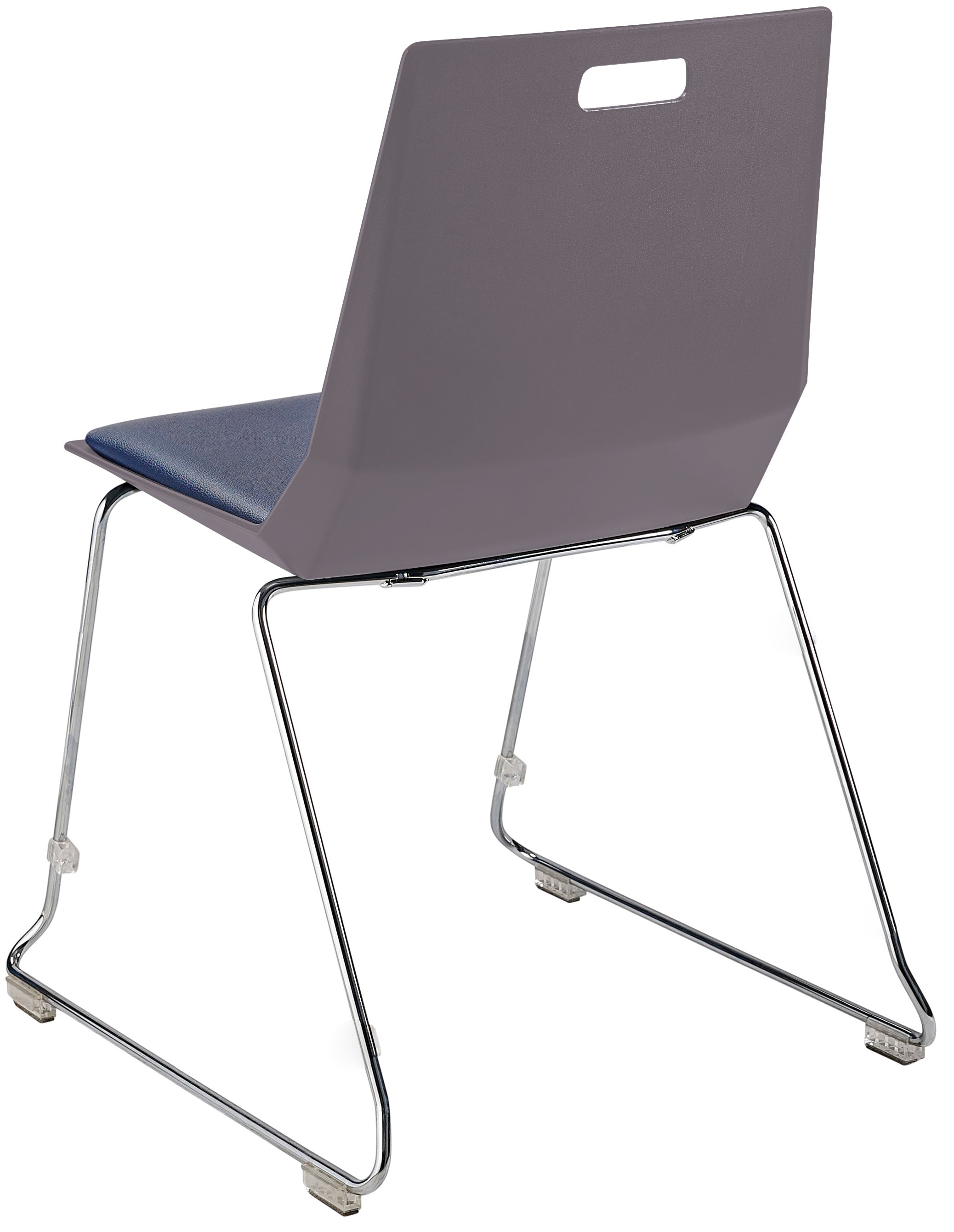 NPS® LūvraFlex Chair, Poly Back/Padded Seat, Surface Color: Charcoal/Blue, Frame Color: Chrome