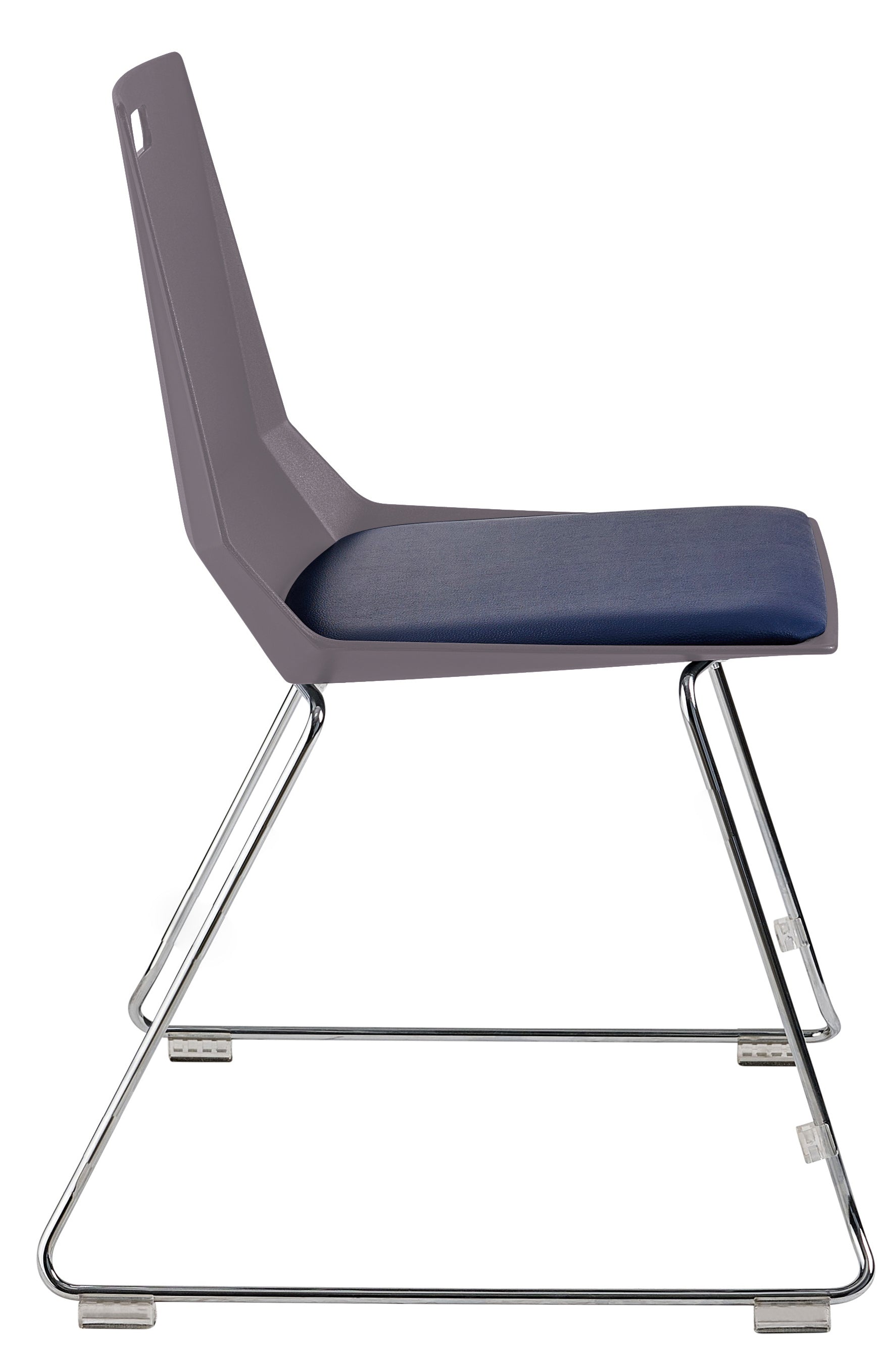NPS® LūvraFlex Chair, Poly Back/Padded Seat, Surface Color: Charcoal/Blue, Frame Color: Chrome