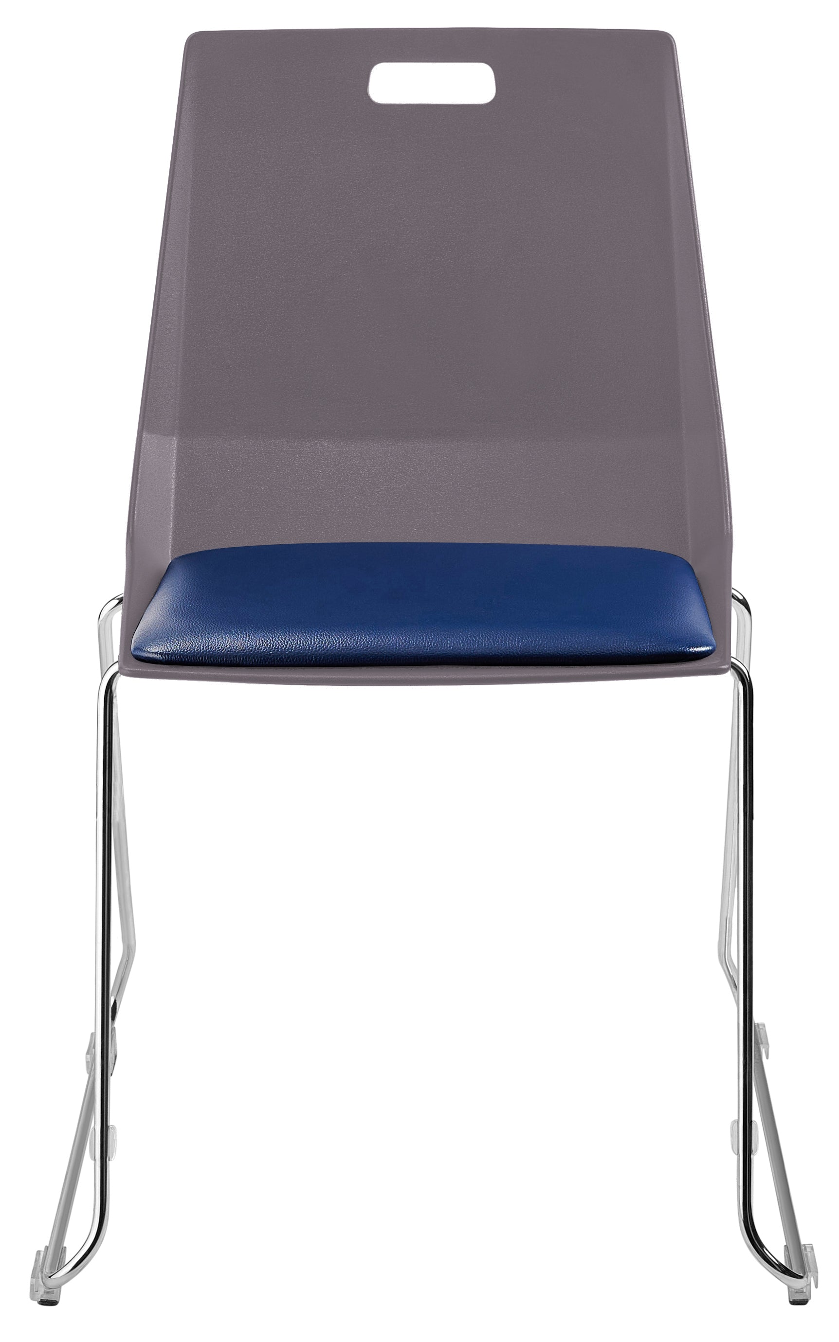 NPS® LūvraFlex Chair, Poly Back/Padded Seat, Surface Color: Charcoal/Blue, Frame Color: Chrome