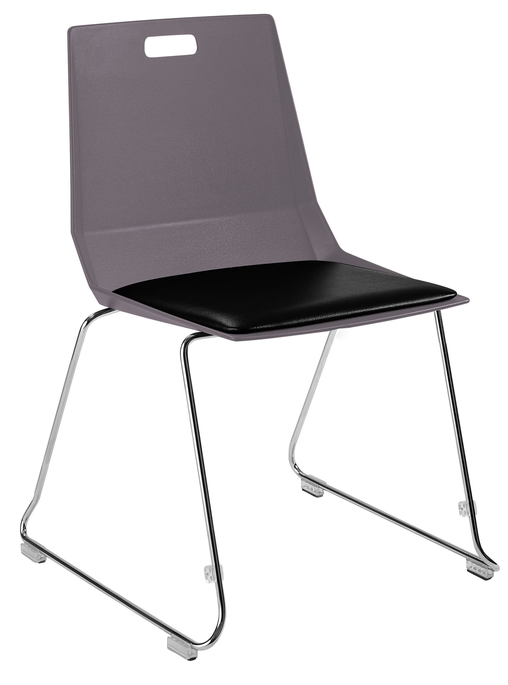 NPS® LūvraFlex Chair, Poly Back/Padded Seat, Surface Color: Charcoal/Black, Frame Color: Chrome