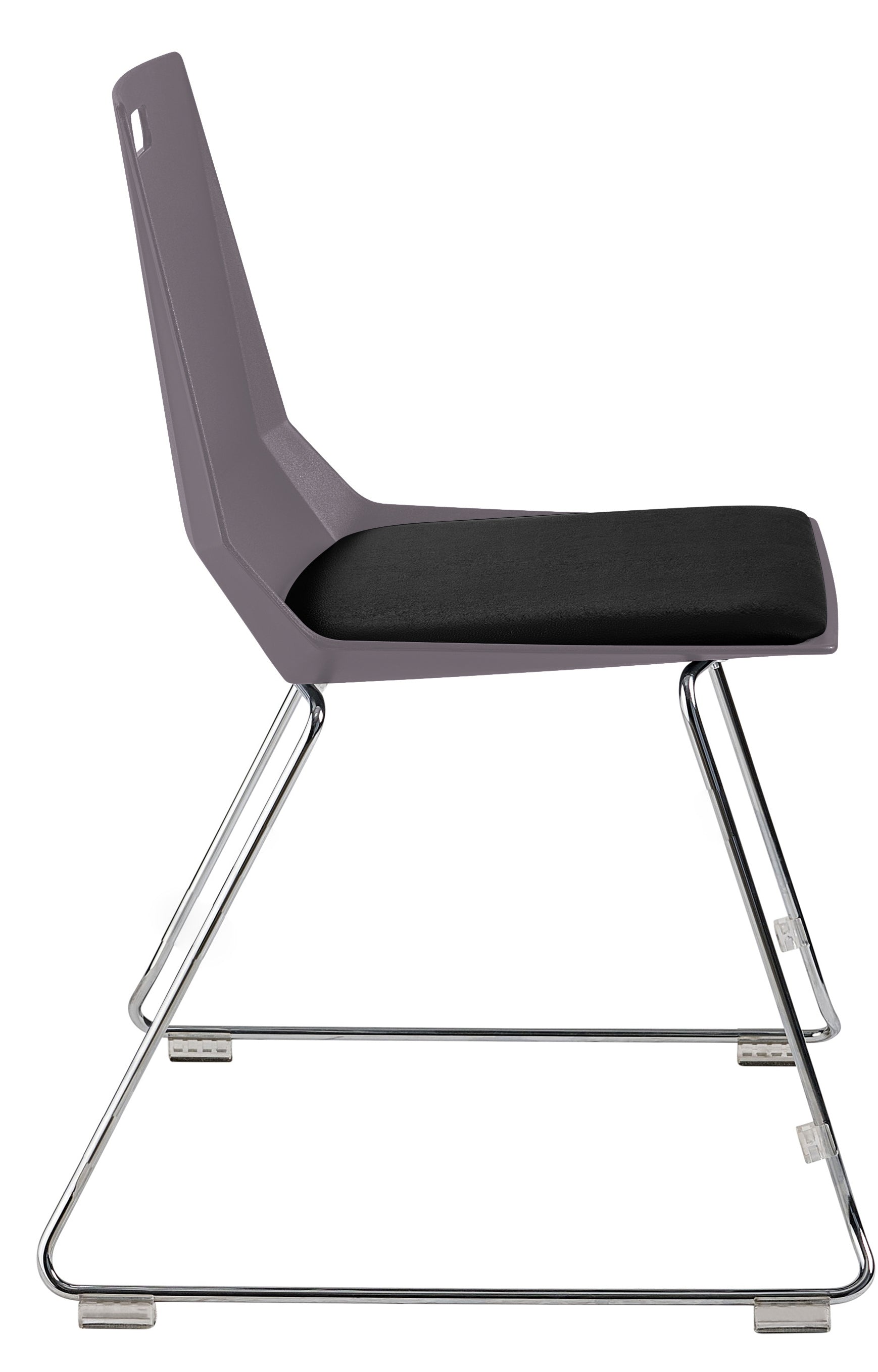 NPS® LūvraFlex Chair, Poly Back/Padded Seat, Surface Color: Charcoal/Black, Frame Color: Chrome
