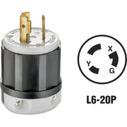 Leviton 20A 250V 3-Wire 2-Pole Industrial Grade Locking Cord Plug