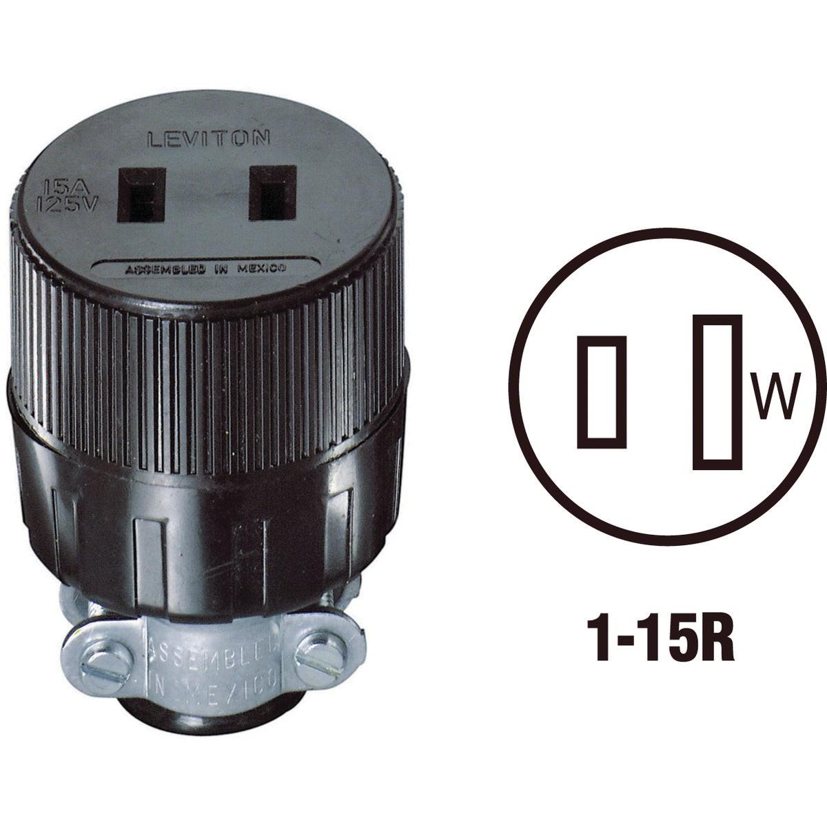 15A 125V 2-Wire 2-Pole Round Cord Connector