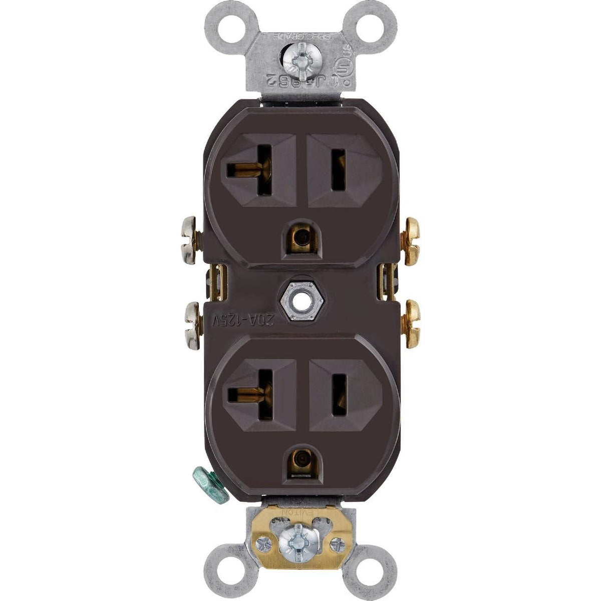 Leviton 20A Brown Commercial Grade 5-20R Combination Side Back Wire Duplex Outlet