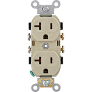 Leviton 20A Ivory Commercial Grade 5-20R Combination Side Back Wire Duplex Outlet