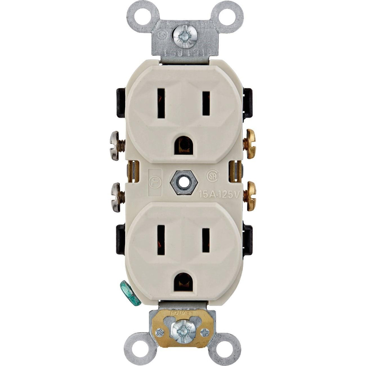 Leviton 15A Light Almond Commercial Grade 5-15R Combination Side Back Wire Duplex Outlet