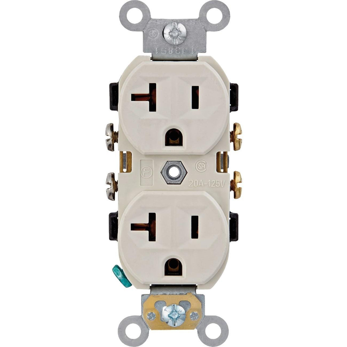 Leviton 20A Light Almond Commercial Grade 5-20R Combination Side Back Wire Duplex Outlet
