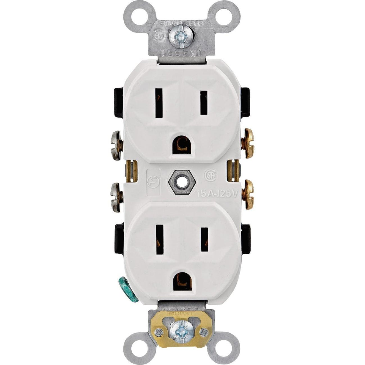 Leviton 15A White Commercial Grade 5-15R Combination Side Back Wire Duplex Outlet