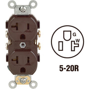 Leviton 20A Brown Heavy-Duty 5-20R Duplex Outlet