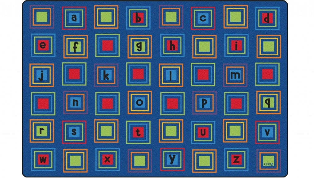 Literacy Squares Rug Primary Colors 6ft X 9ft - Rectangle - Blue