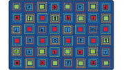 Literacy Squares Rug Primary Colors  - 4ft x 6ft - Rectangle - Blue