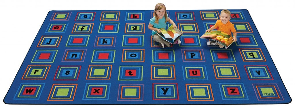 Literacy Squares Rug Primary Colors 6ft X 9ft - Rectangle - Blue