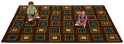 Literacy Squares Rug Nature Colors - 8ft x 12ft - Rectangle - Brown