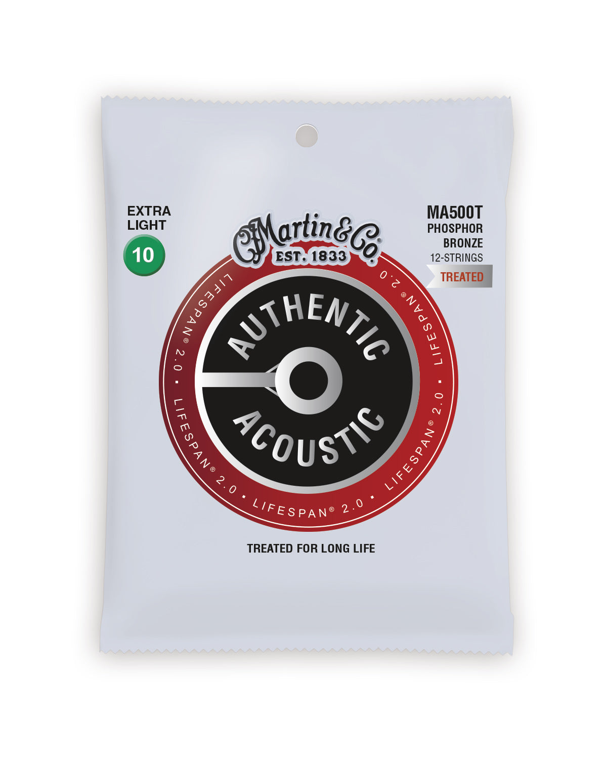 Martin MA500T Authentic Acoustic Lifespan 92/8 Phosphor Bronze Extra Light (12 String). 10,10-47,27