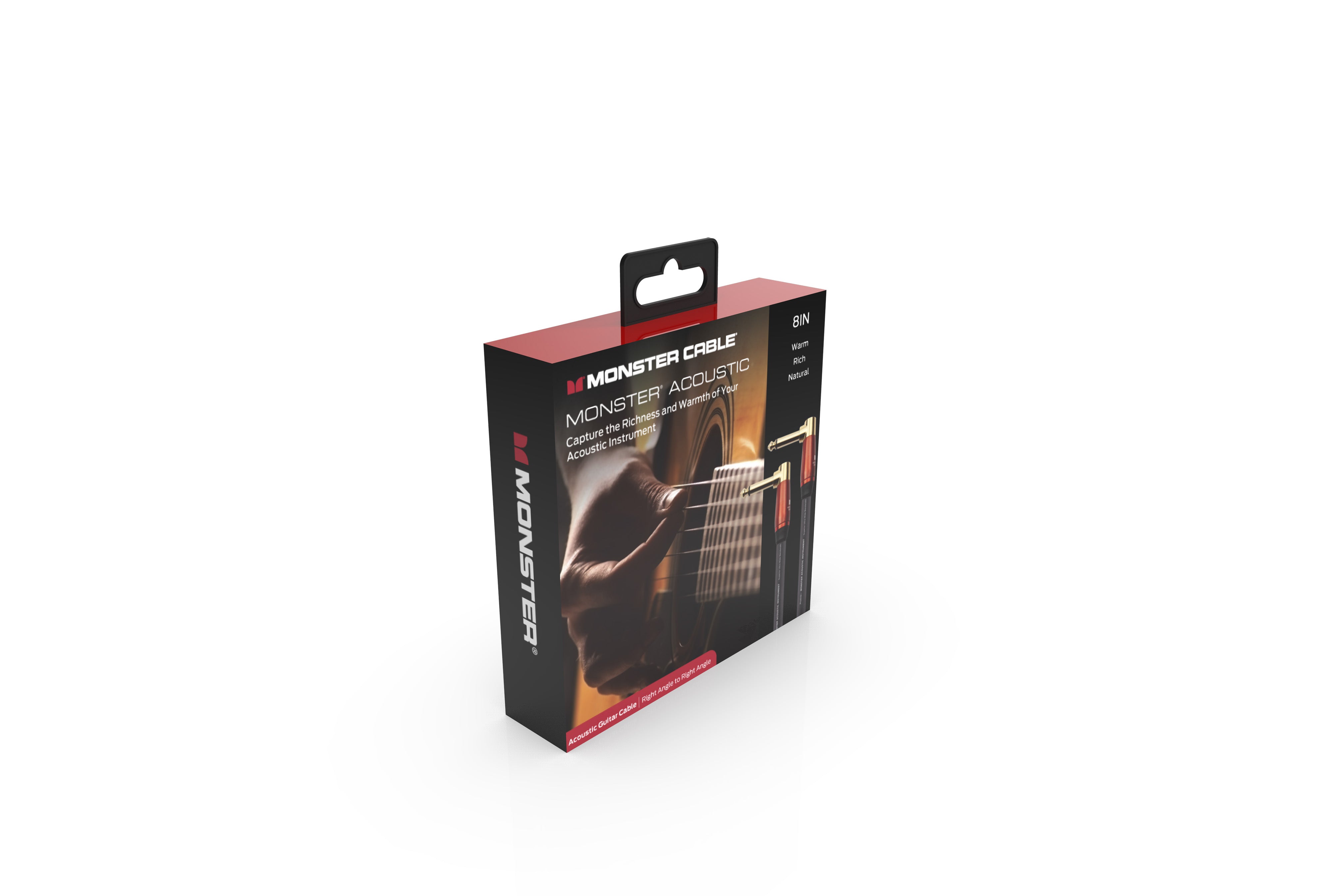 Monster MACST2-0.75DAWW Prolink Acoustic 1/4" Instrument Cable. 8 in - Right Angle to Right Angle