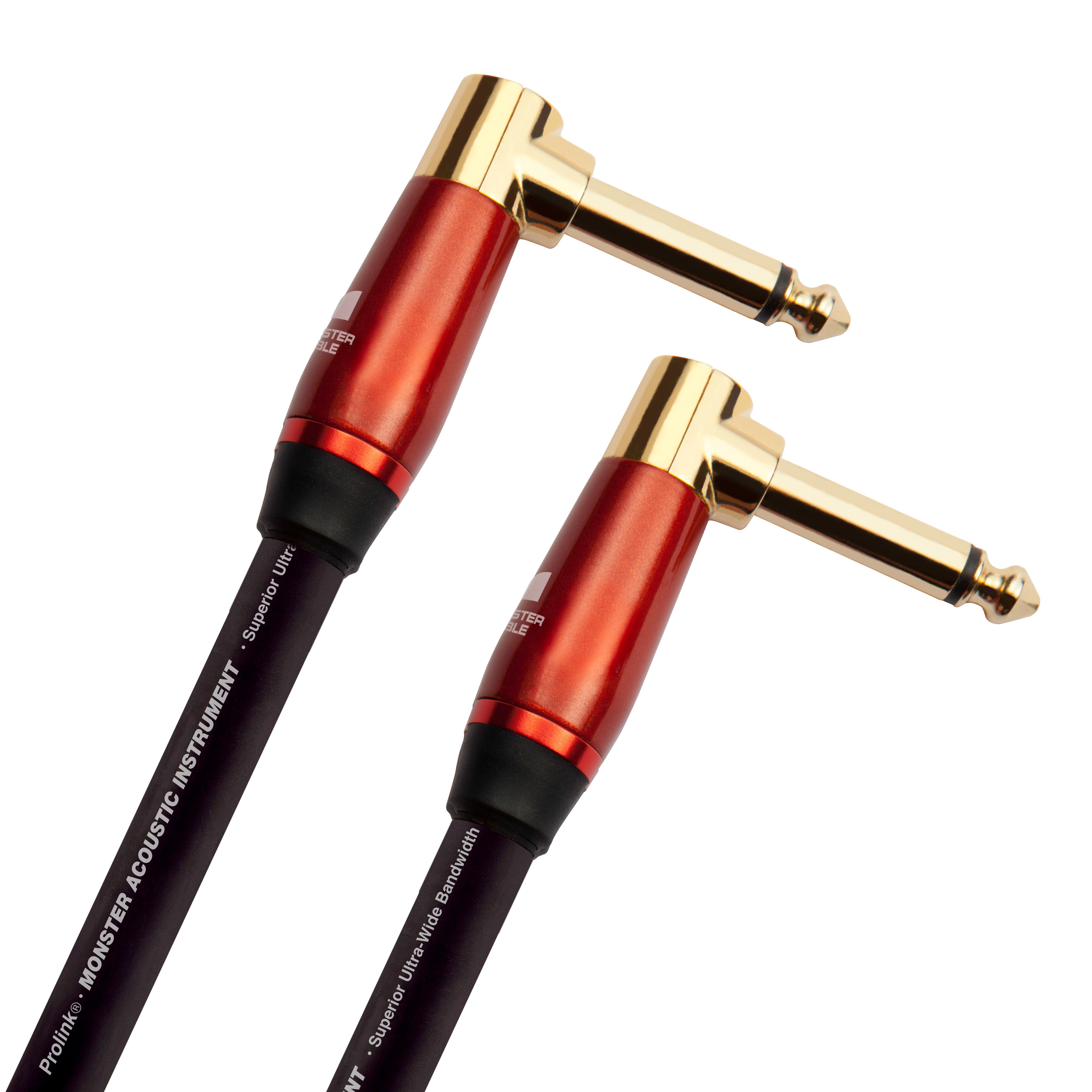 Monster MACST2-0.75DAWW Prolink Acoustic 1/4" Instrument Cable. 8 in - Right Angle to Right Angle