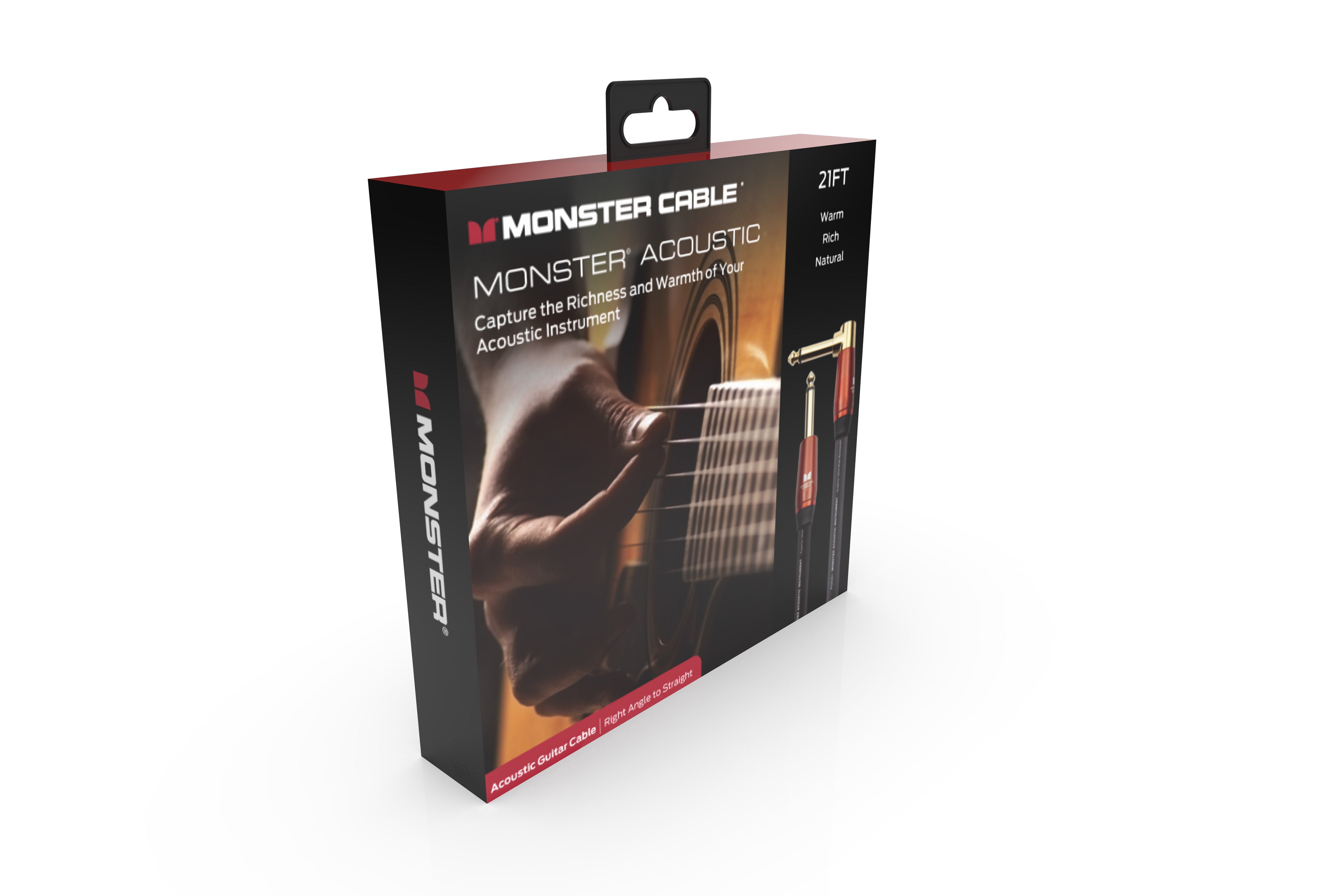 Monster MACST2-21AWW Prolink Acoustic 1/4" Instrument Cable. 21 ft - Right Angle to Straight