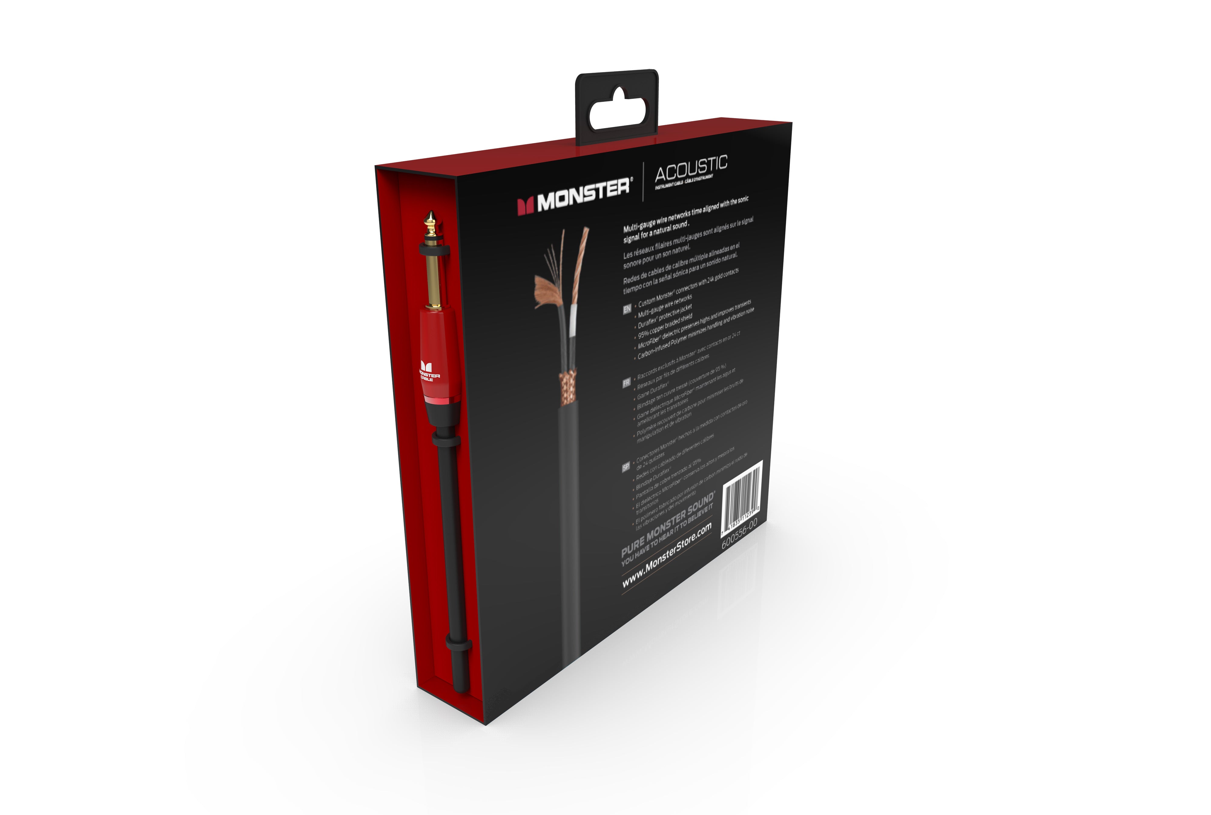 Monster MACST2-21AWW Prolink Acoustic 1/4" Instrument Cable. 21 ft - Right Angle to Straight
