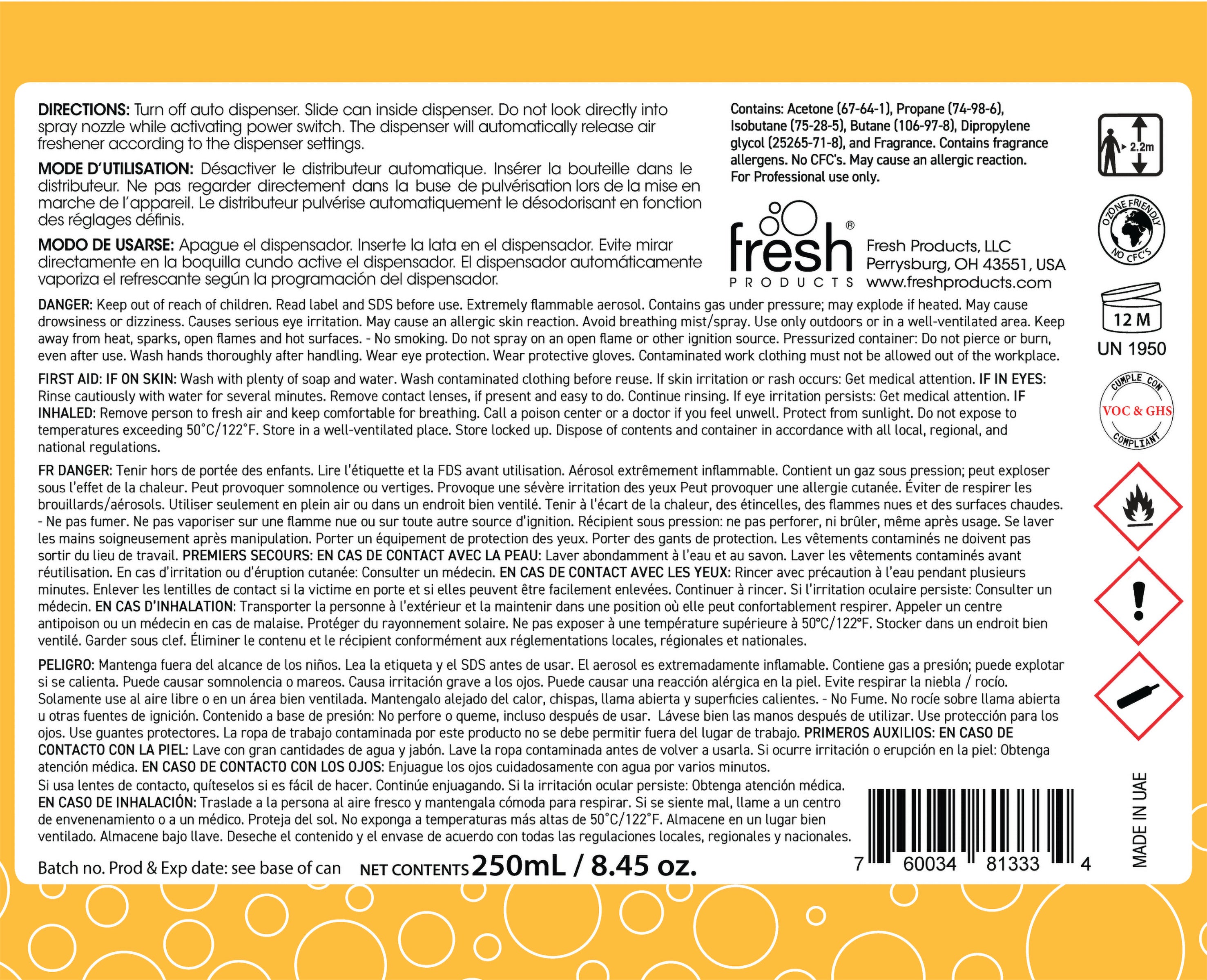 Fusion 3000 aerosol refills Citrus Sorbet (12 Pack)