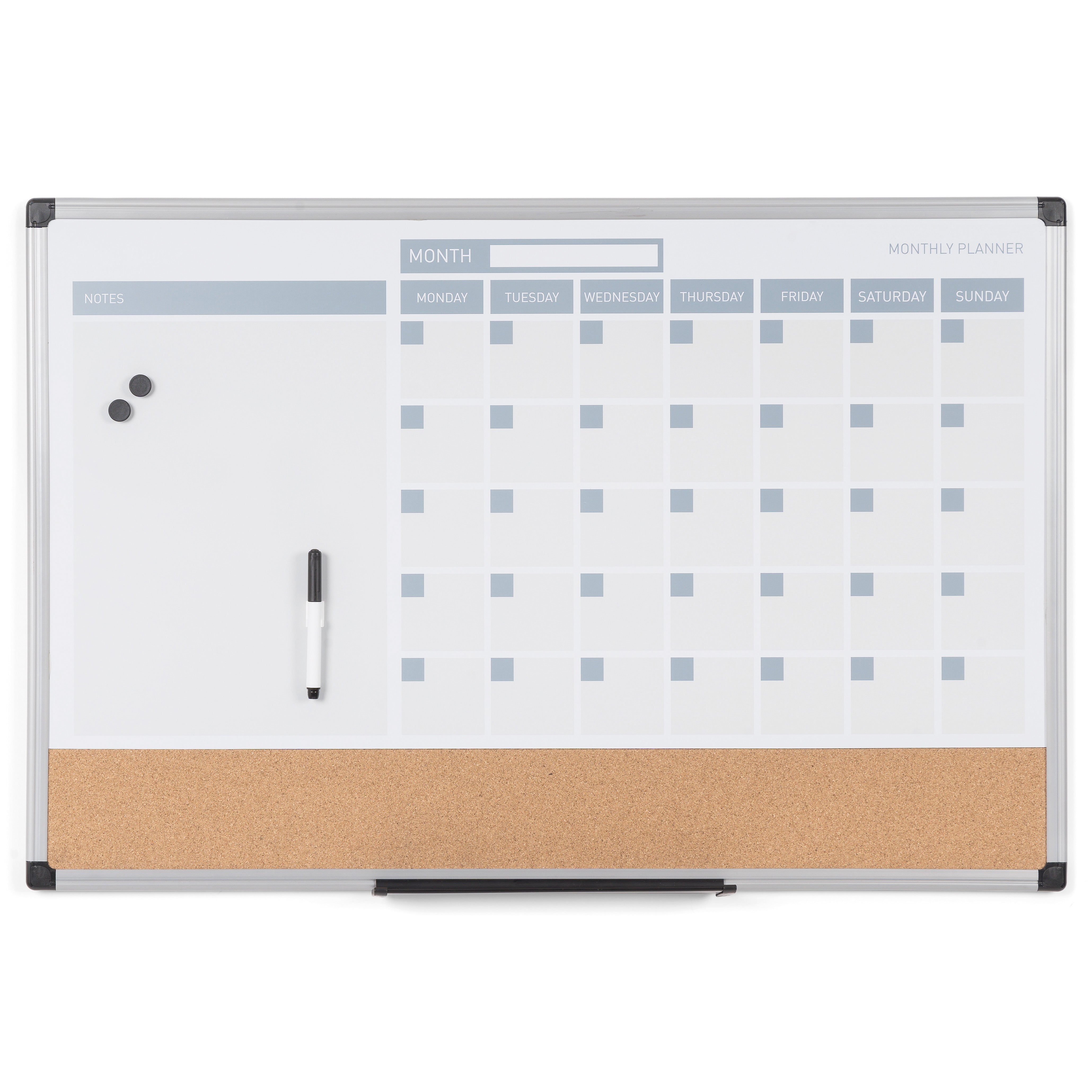MasterVision 3-in-1 Calendar Planner Board 24 x 36", Aluminum Frame