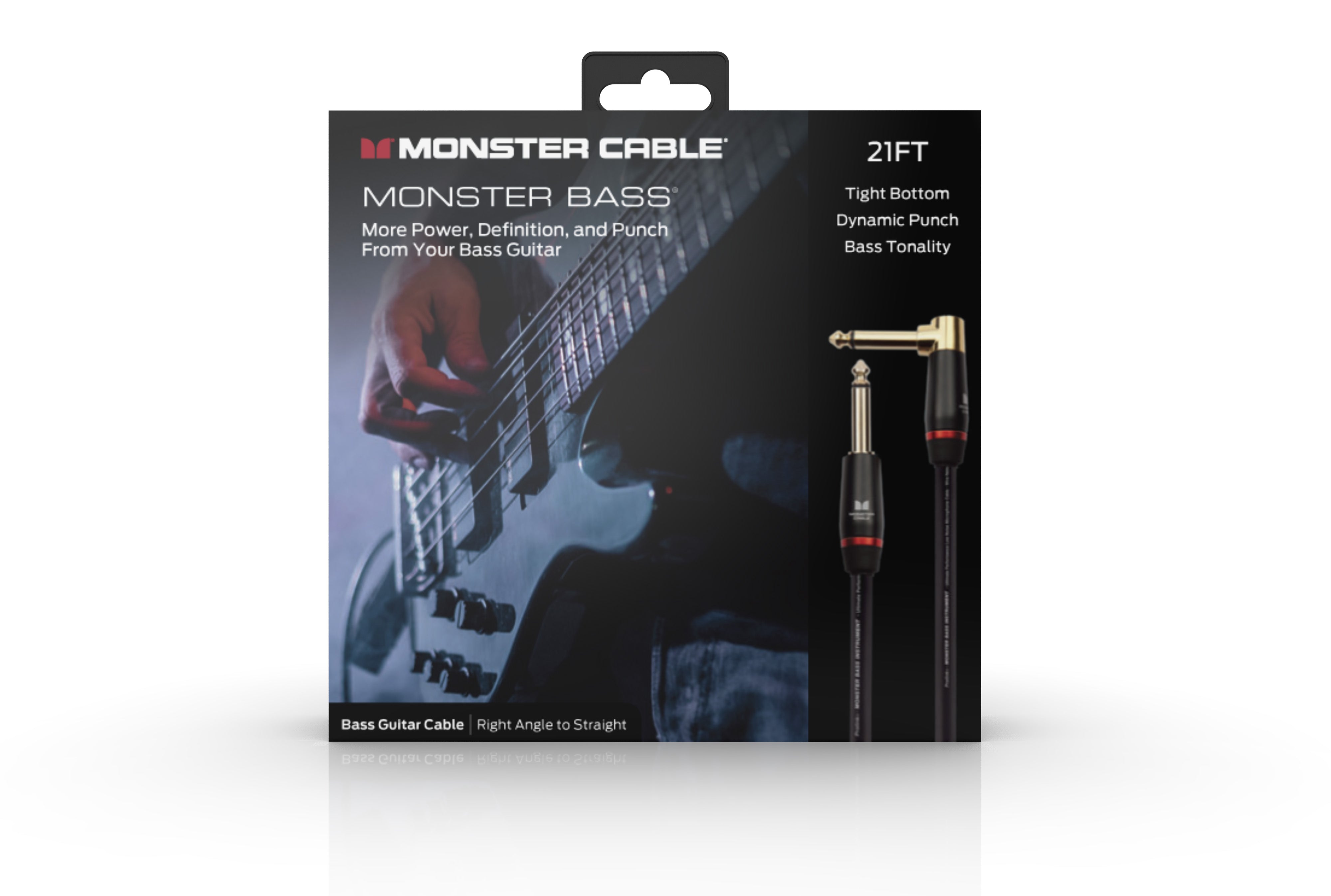 Monster MBASS2-21AWW Prolink Monster Bass 1/4" Instrument Cable. 21 ft - Right Angle to Straight