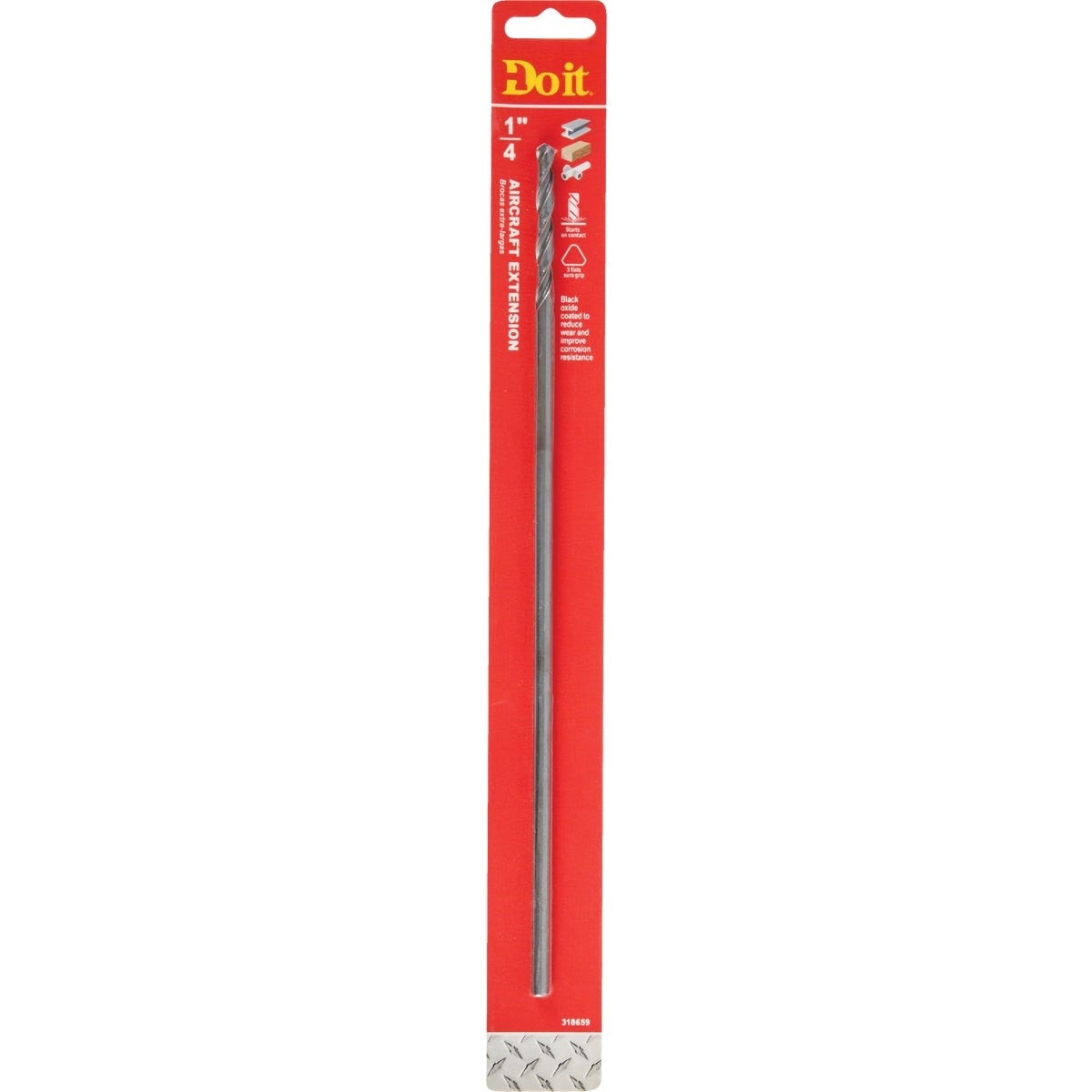 1/4 In. x 12 In. Black Oxide Extended Length Drill Bit