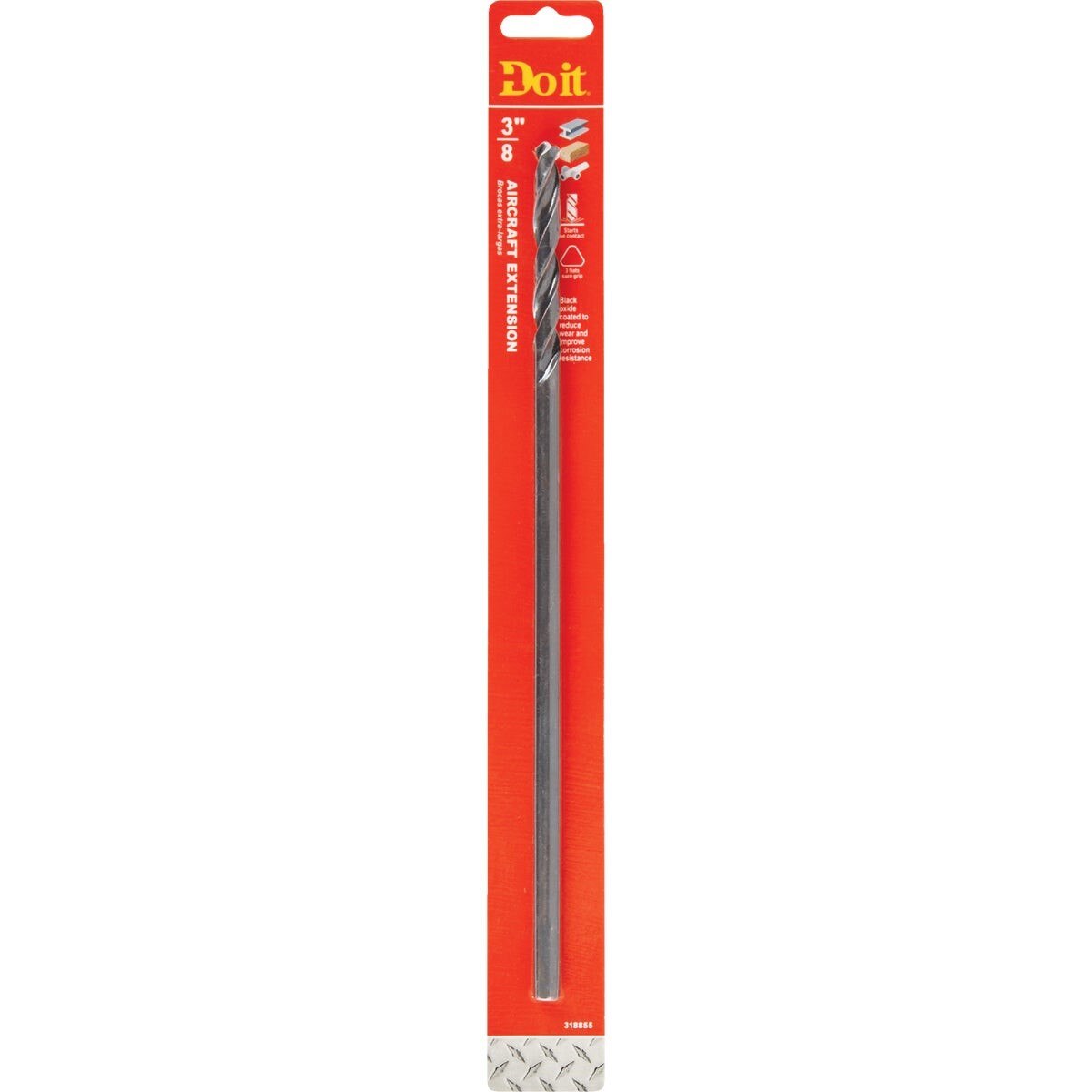 3/8 In. x 12 In. Black Oxide Extended Length Drill Bit